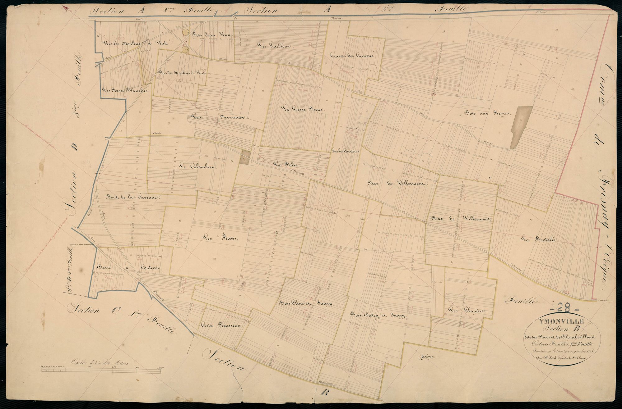 Section B, les Roses et Planchevilliers, feuille 1.