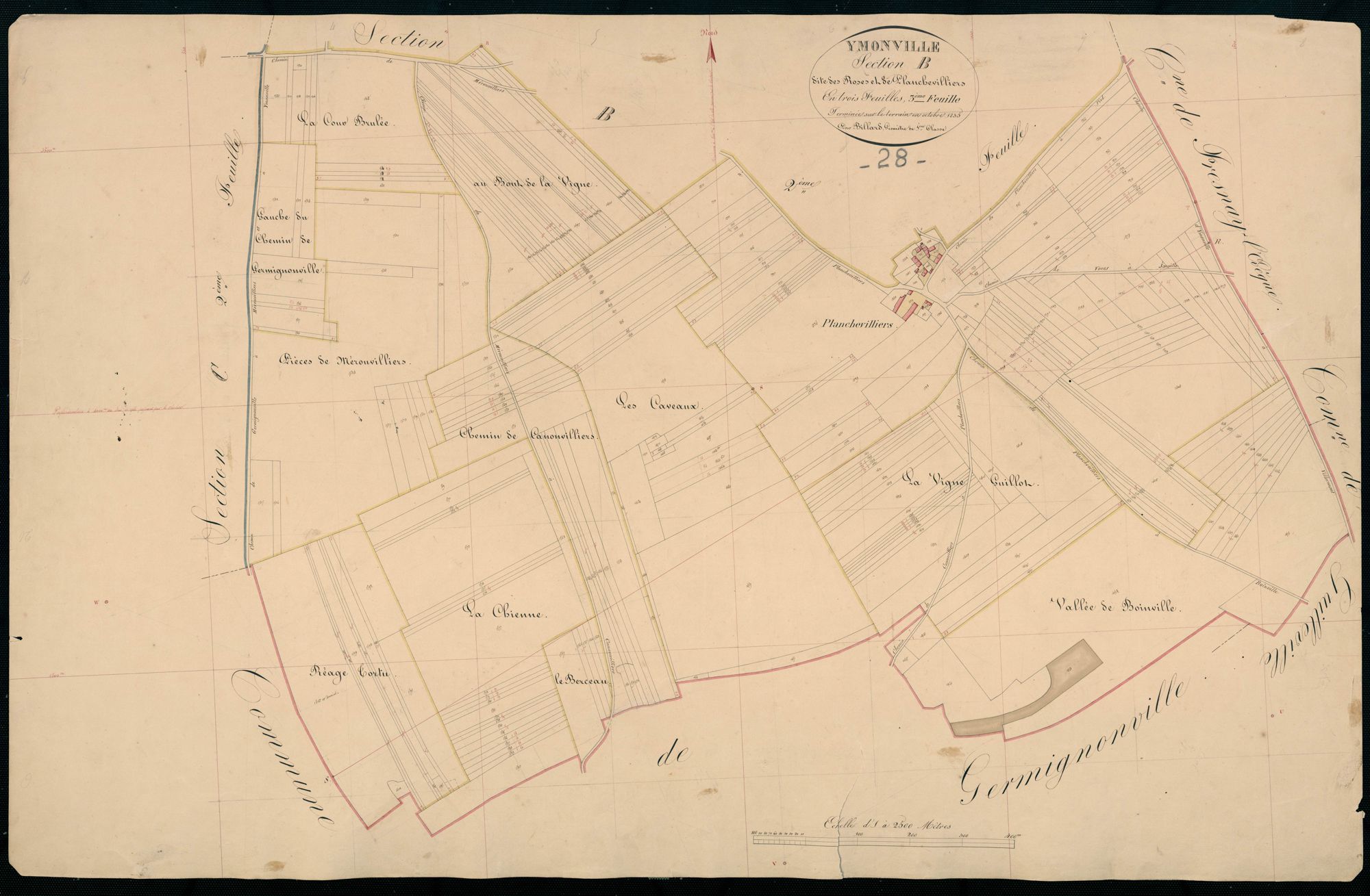 Section B, les Roses et Planchevilliers, feuille 3.