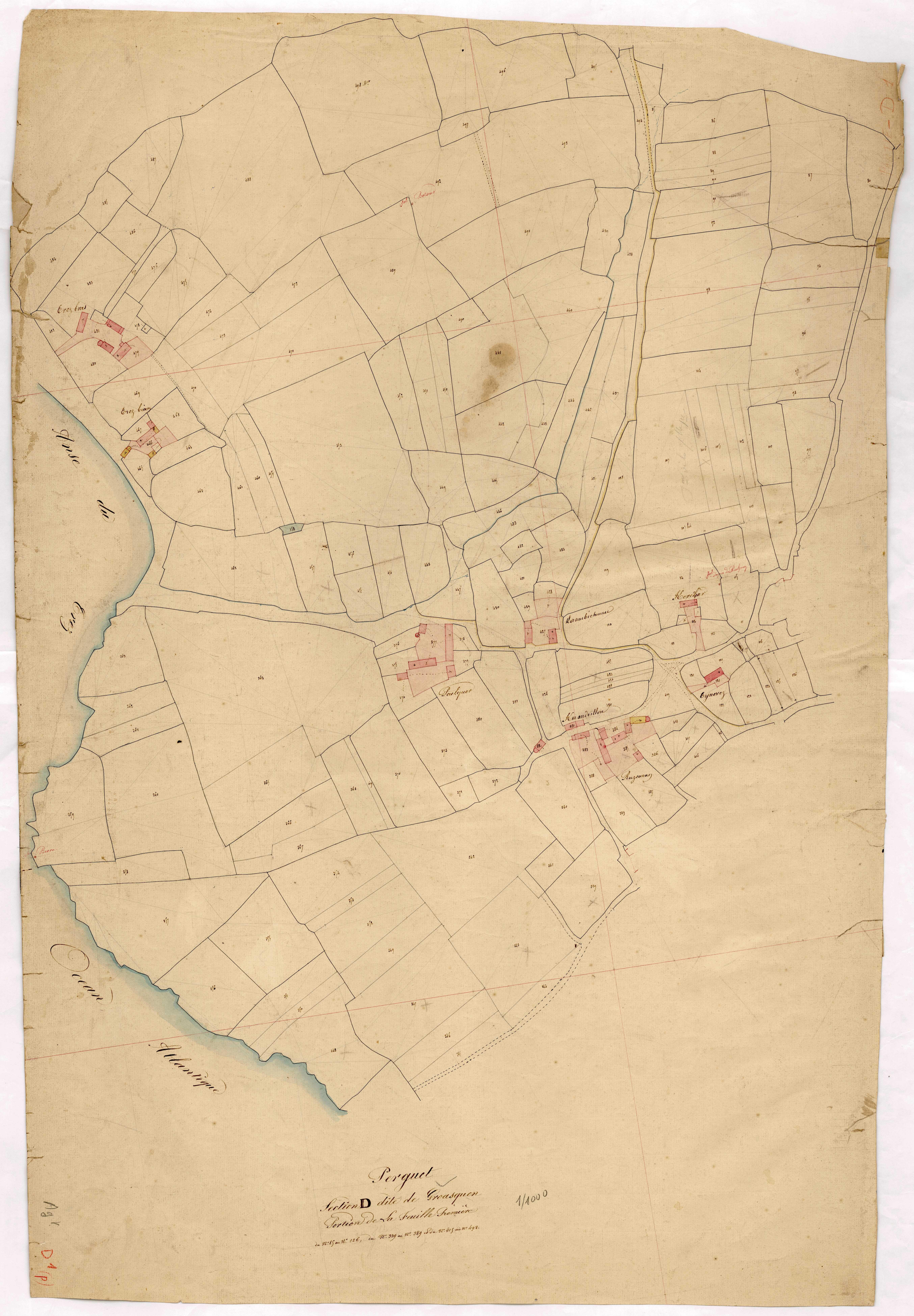 Section D 1 de Groasquen (portion de la feuille 1).