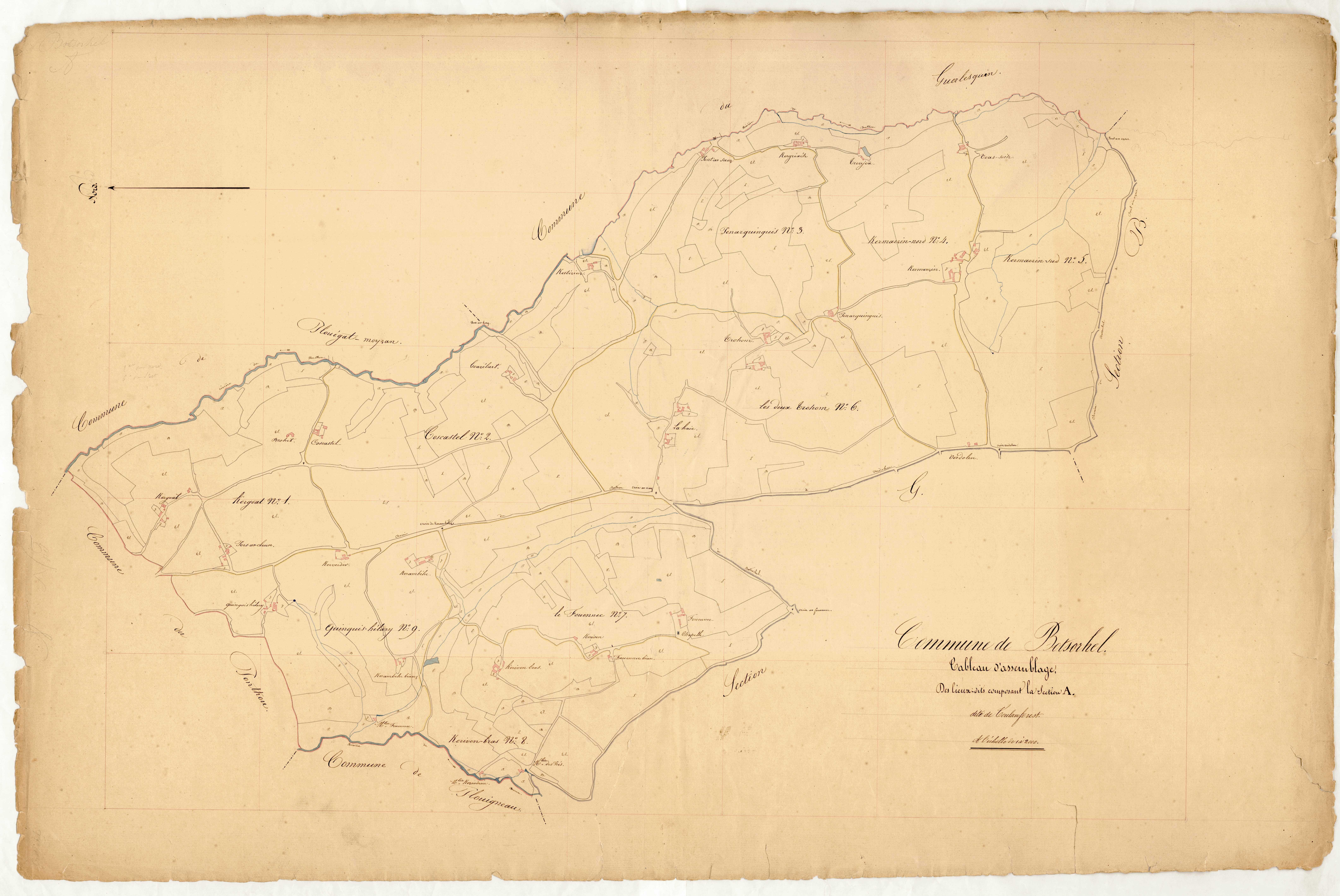 Tableau d'assemblage des lieux-dits composant la section A de Toulanforest.