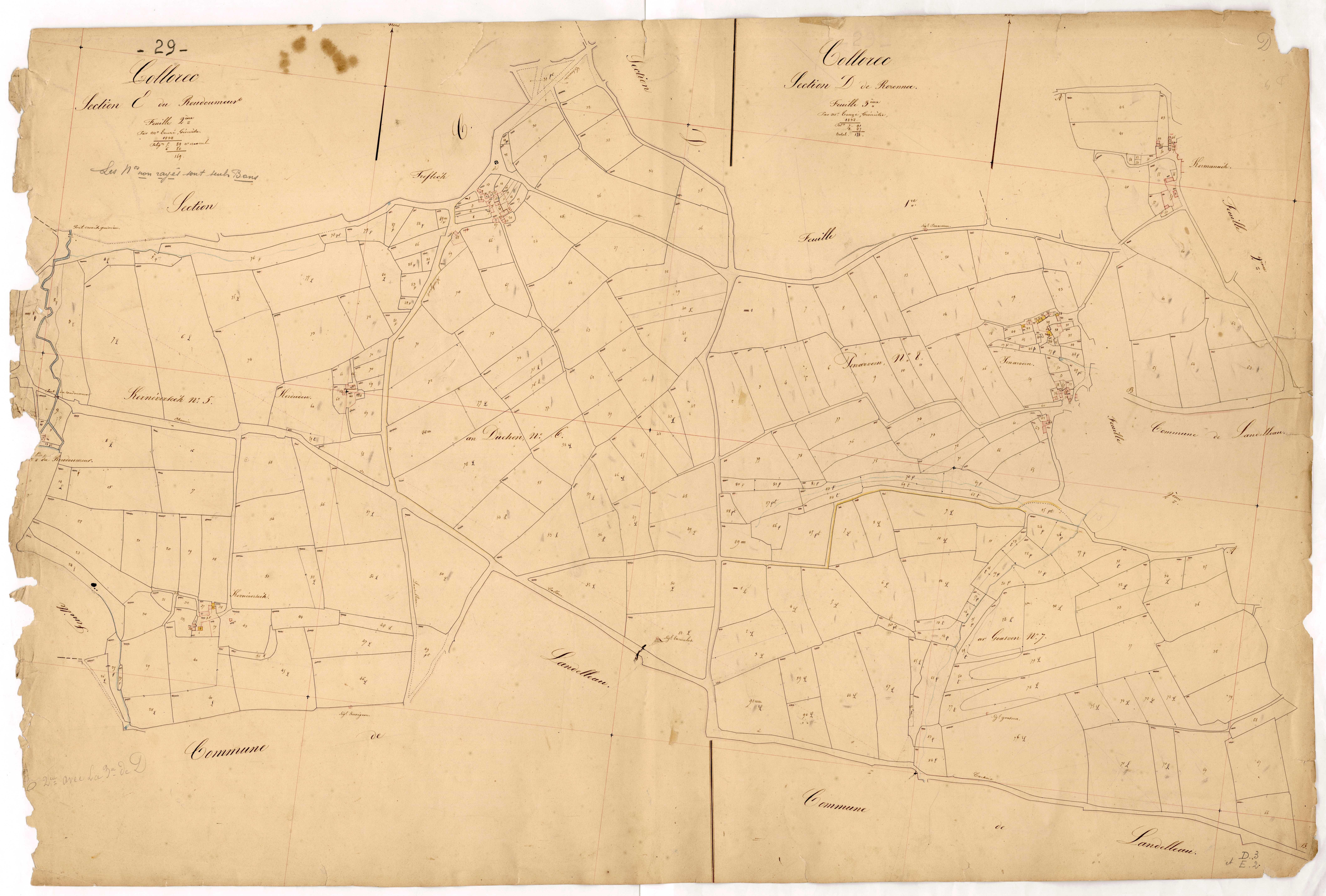 Sections D 3 de Rozonnec et E 2 du Roudoumeur.