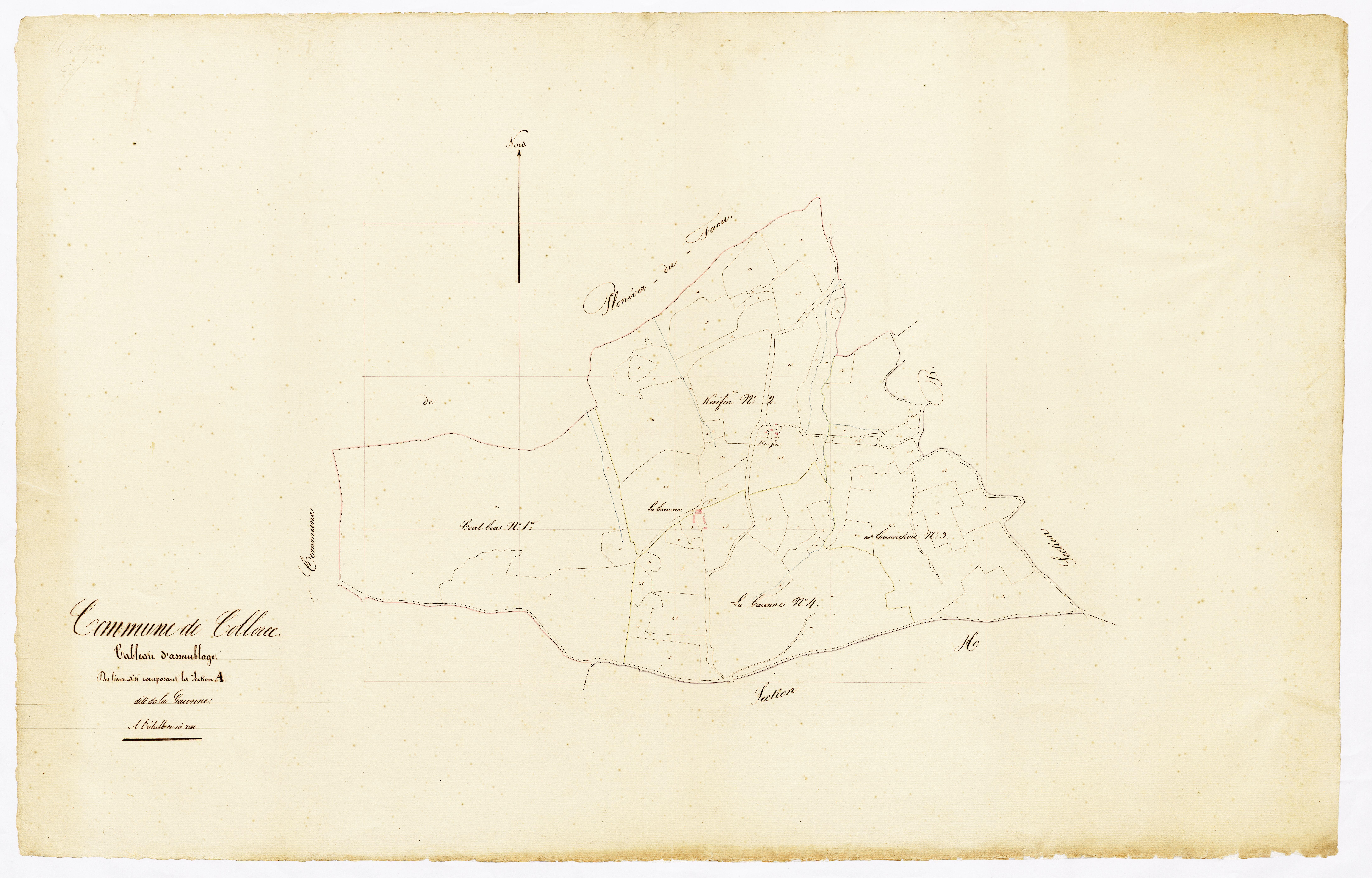 Tableau d'assemblage des lieux-dits composant la section A de la Garenne.