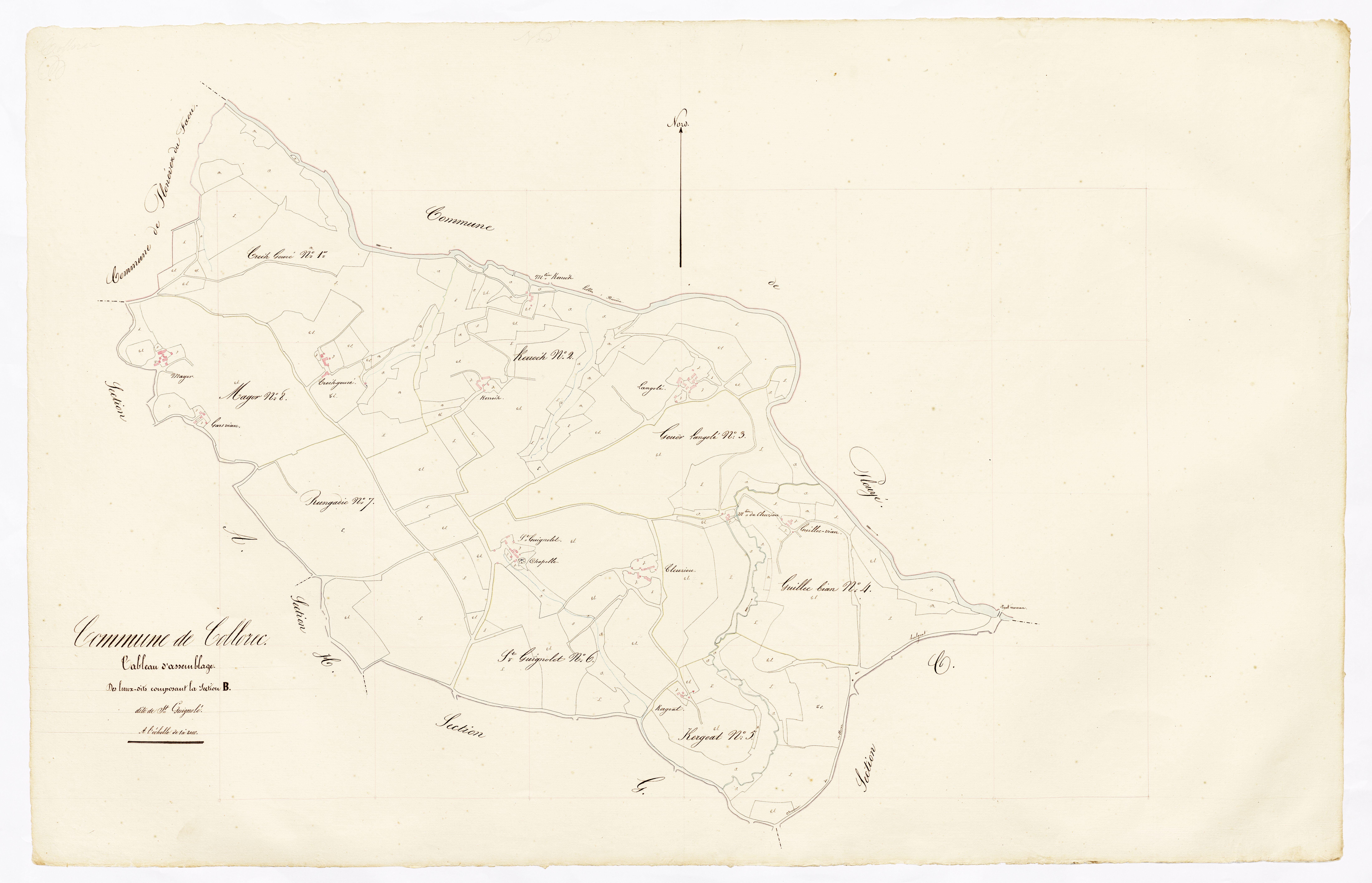 Tableau d'assemblage des lieux-dits composant la section B de Saint-Guénolé.
