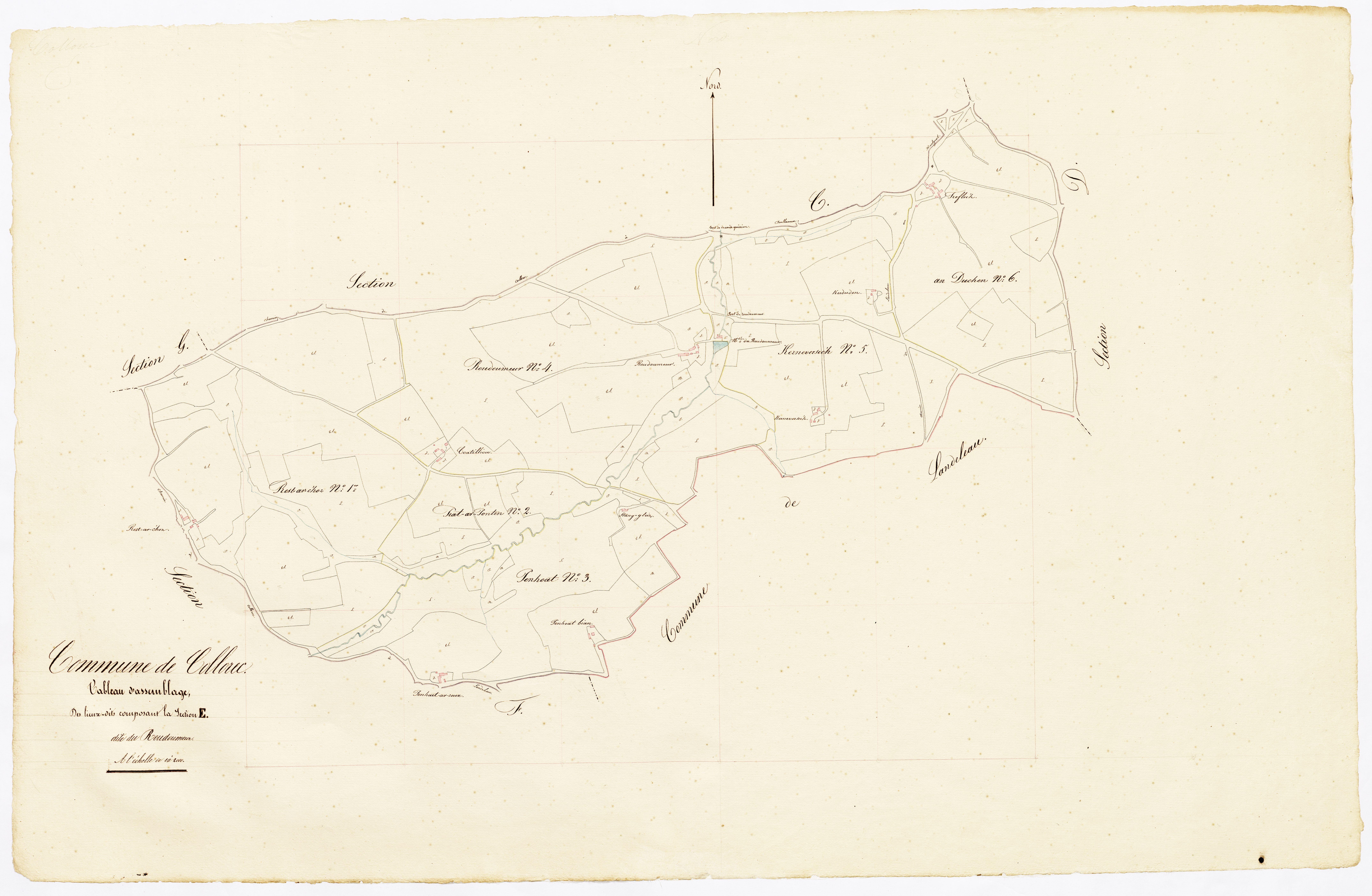 Tableau d'assemblage des lieux-dits composant la section E du Roudoumeur.