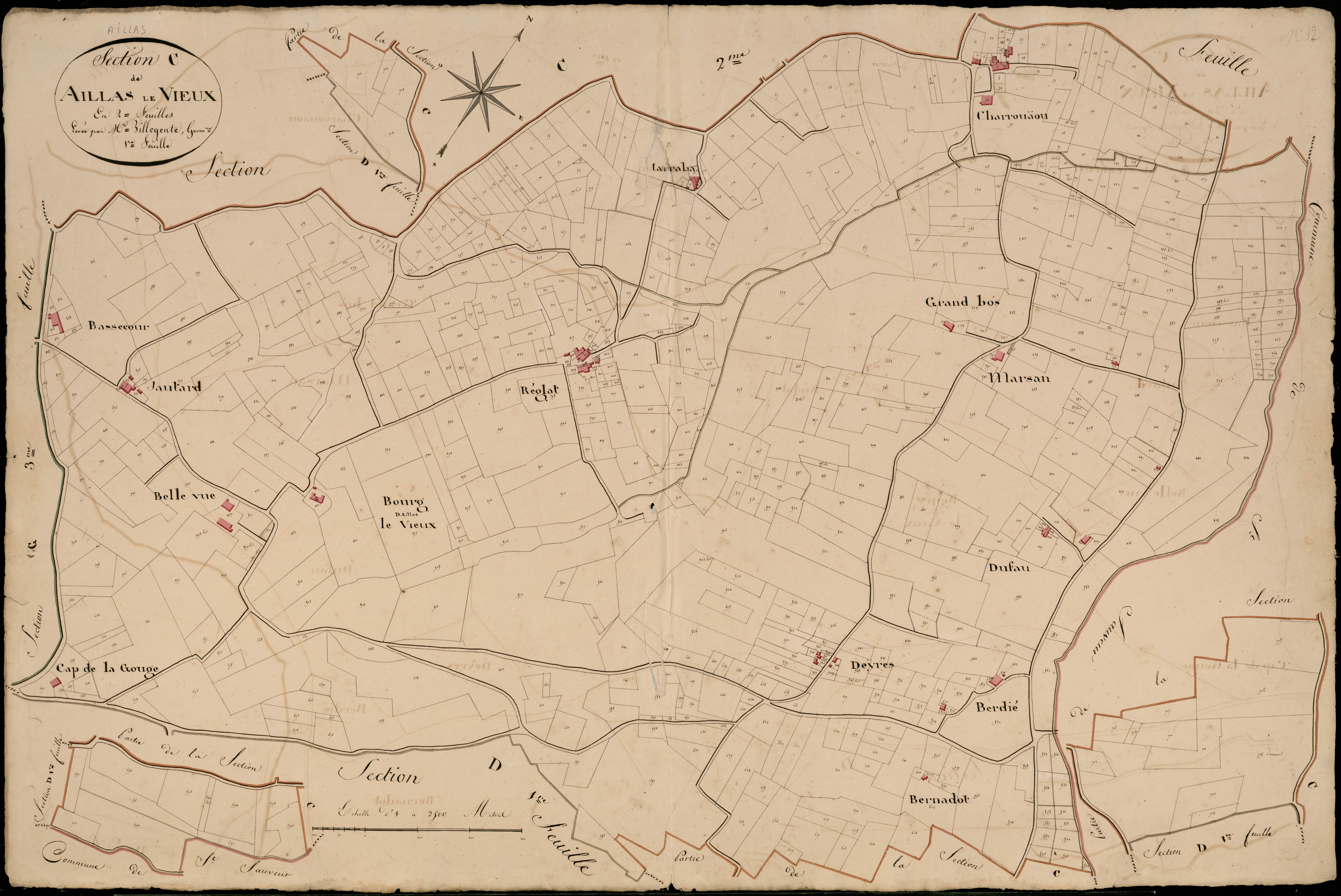 Aillas - -Section C feuille 1 : Aillas-le-Vieux