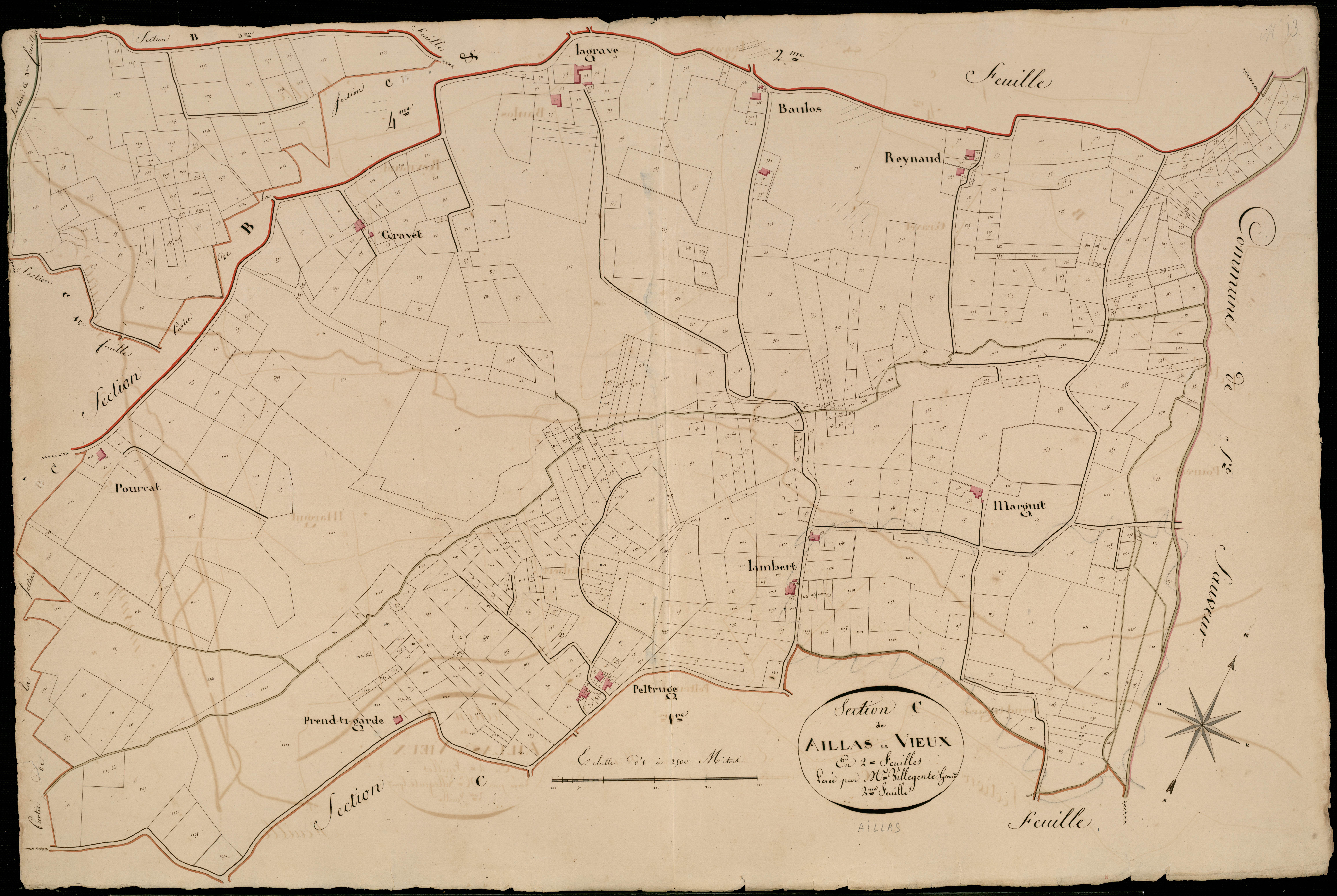 Aillas - -Section C feuille 2 : Aillas-le-Vieux