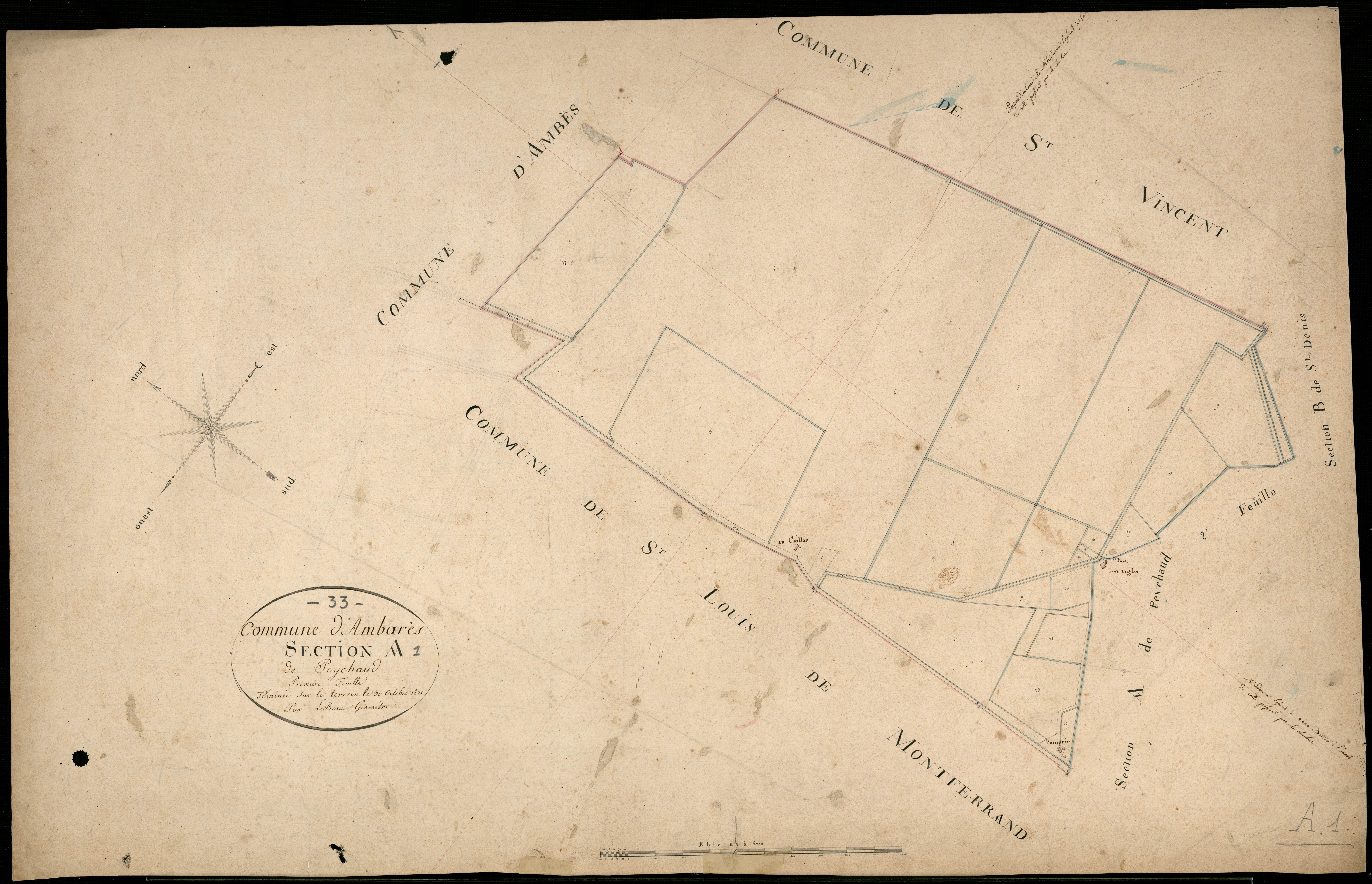 Ambarès-et-Lagrave - -Section A feuille 1 : Peychaud
