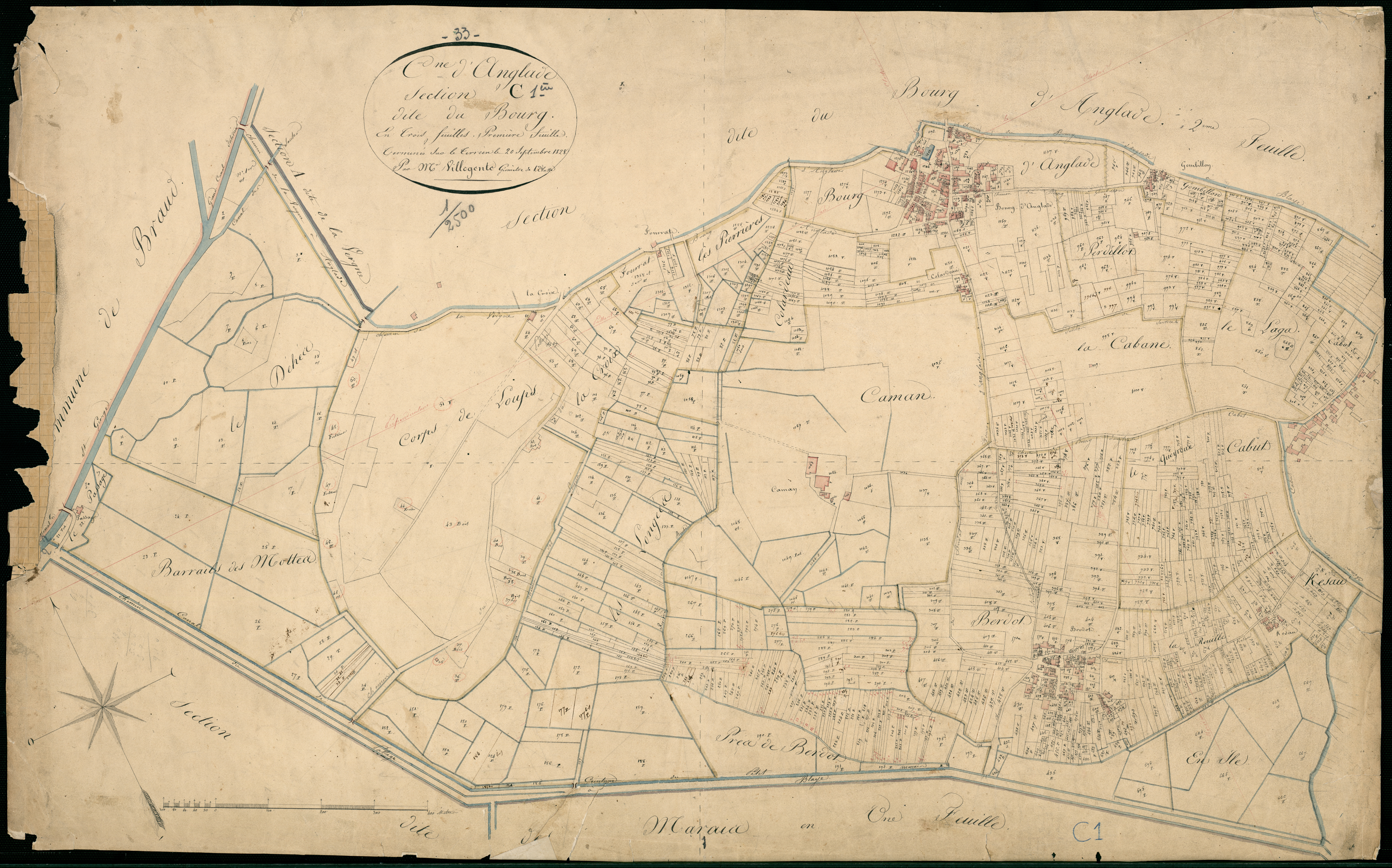 Anglade - -Section C feuille 1 : Le Bourg
