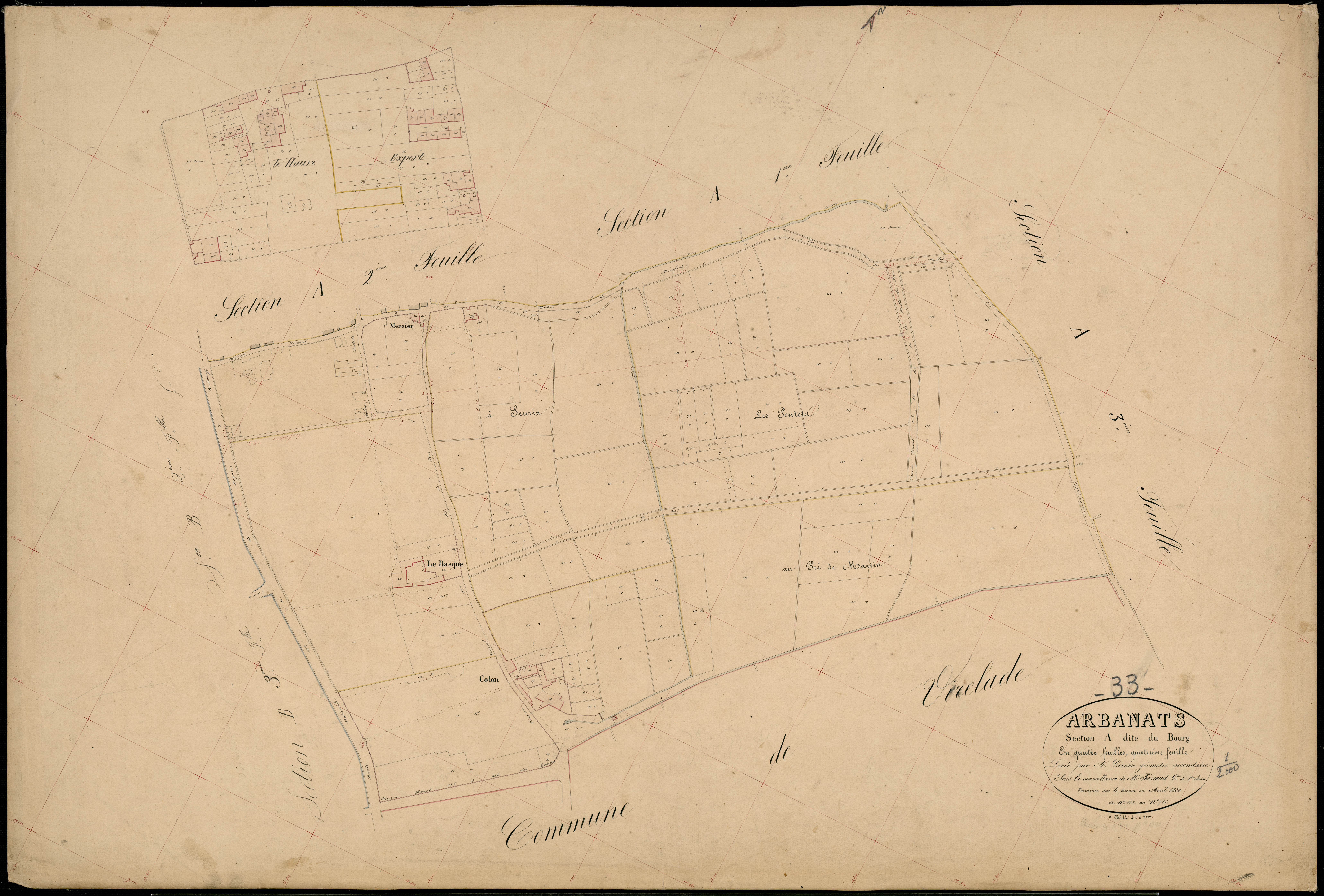 Arbanats - -Section A feuille 4 : Le Bourg