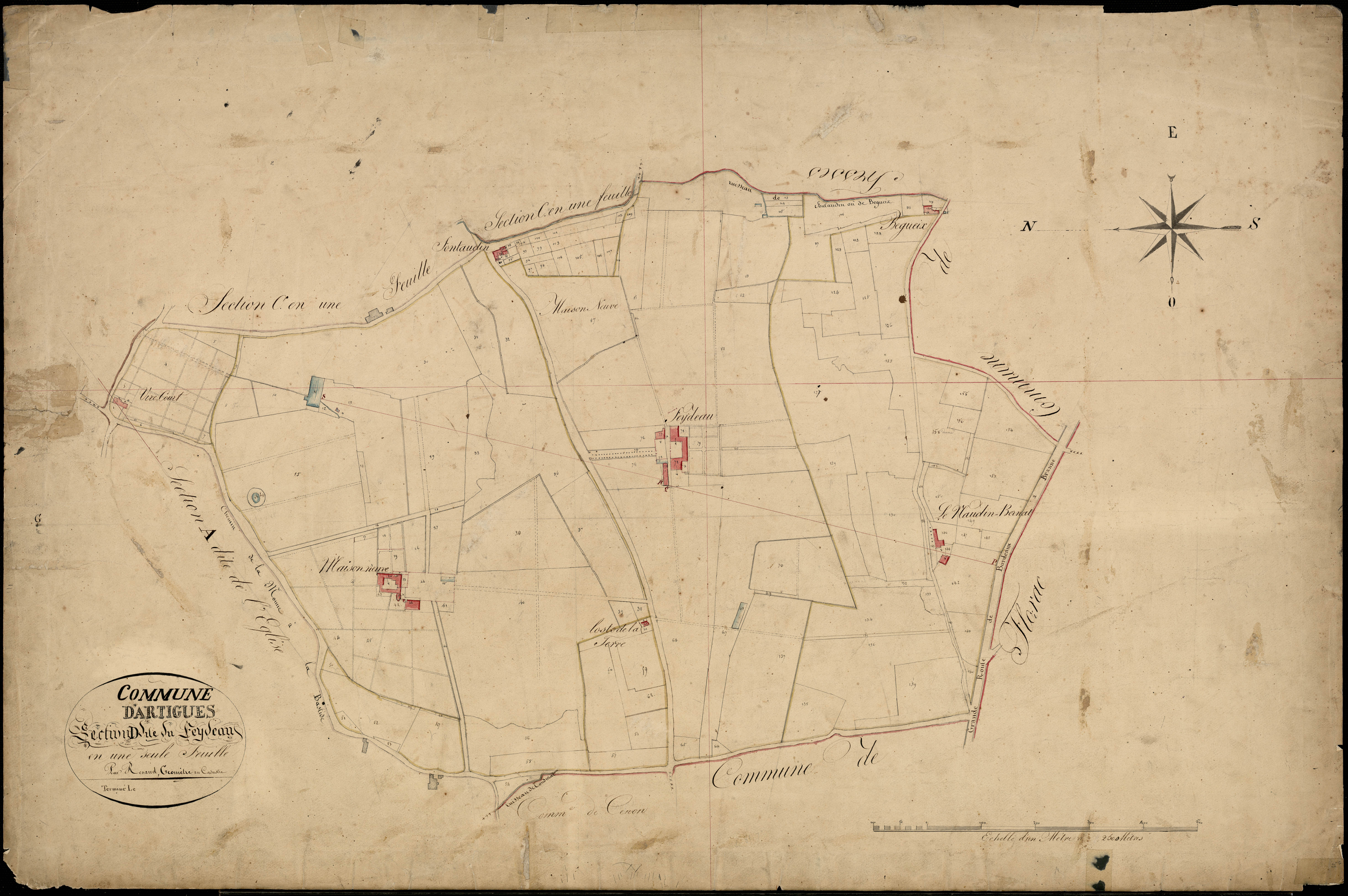 Artigues-près-Bordeaux - -Section D feuille unique : Le Feydeau