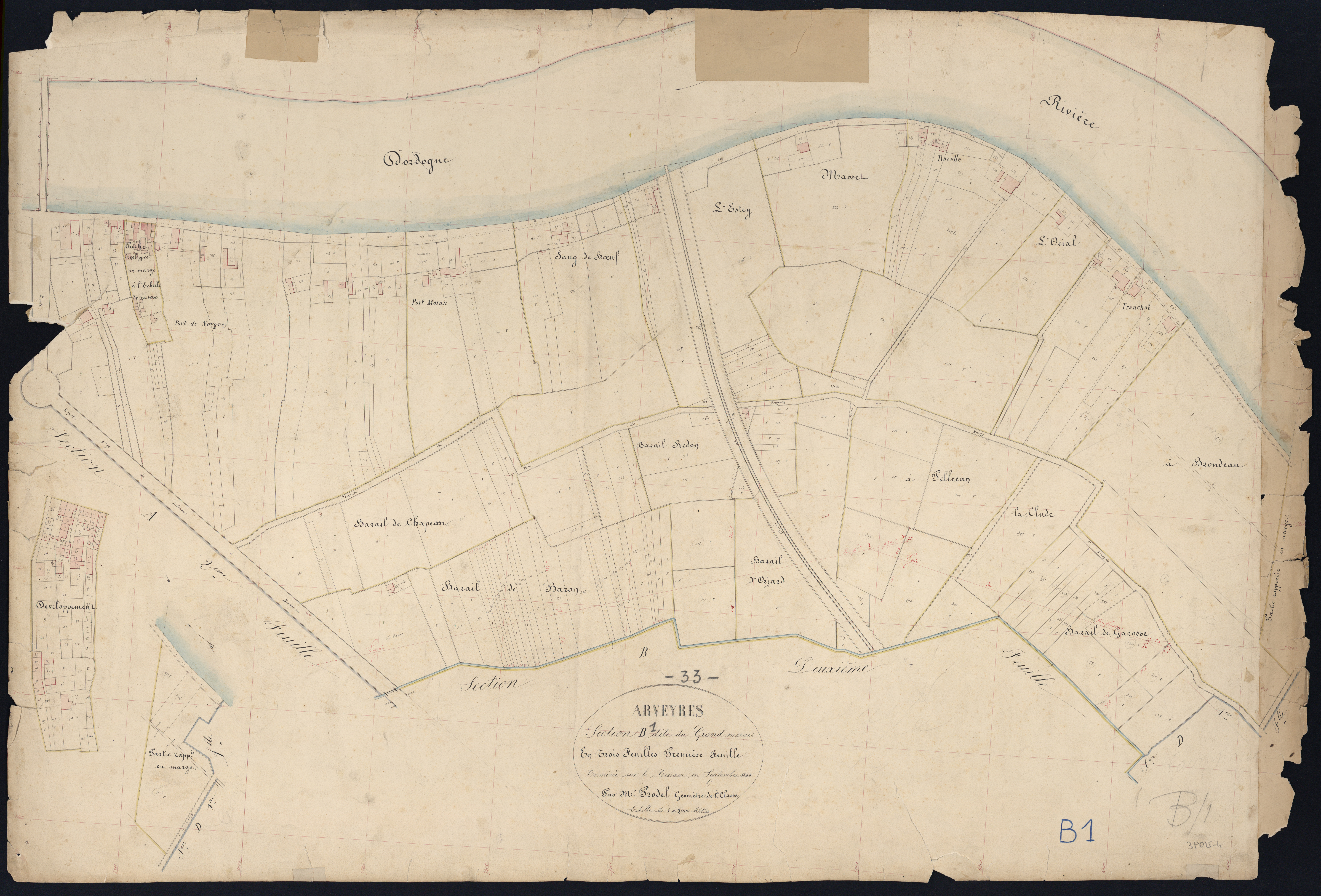 Arveyres - -Section B feuille 1 : Le Grand-Marais