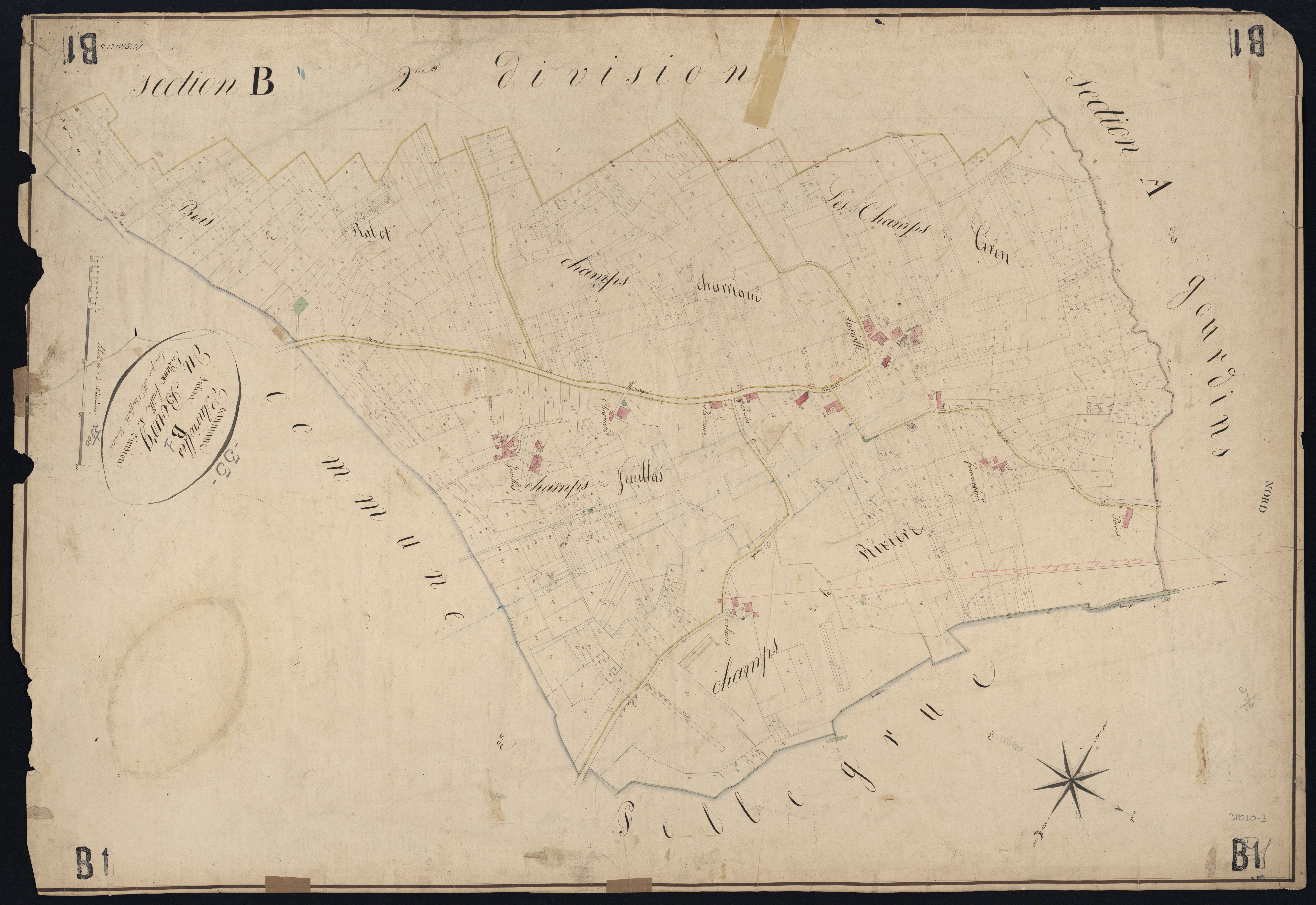 Auriolles - -Section B feuille 1 : Le Bourg