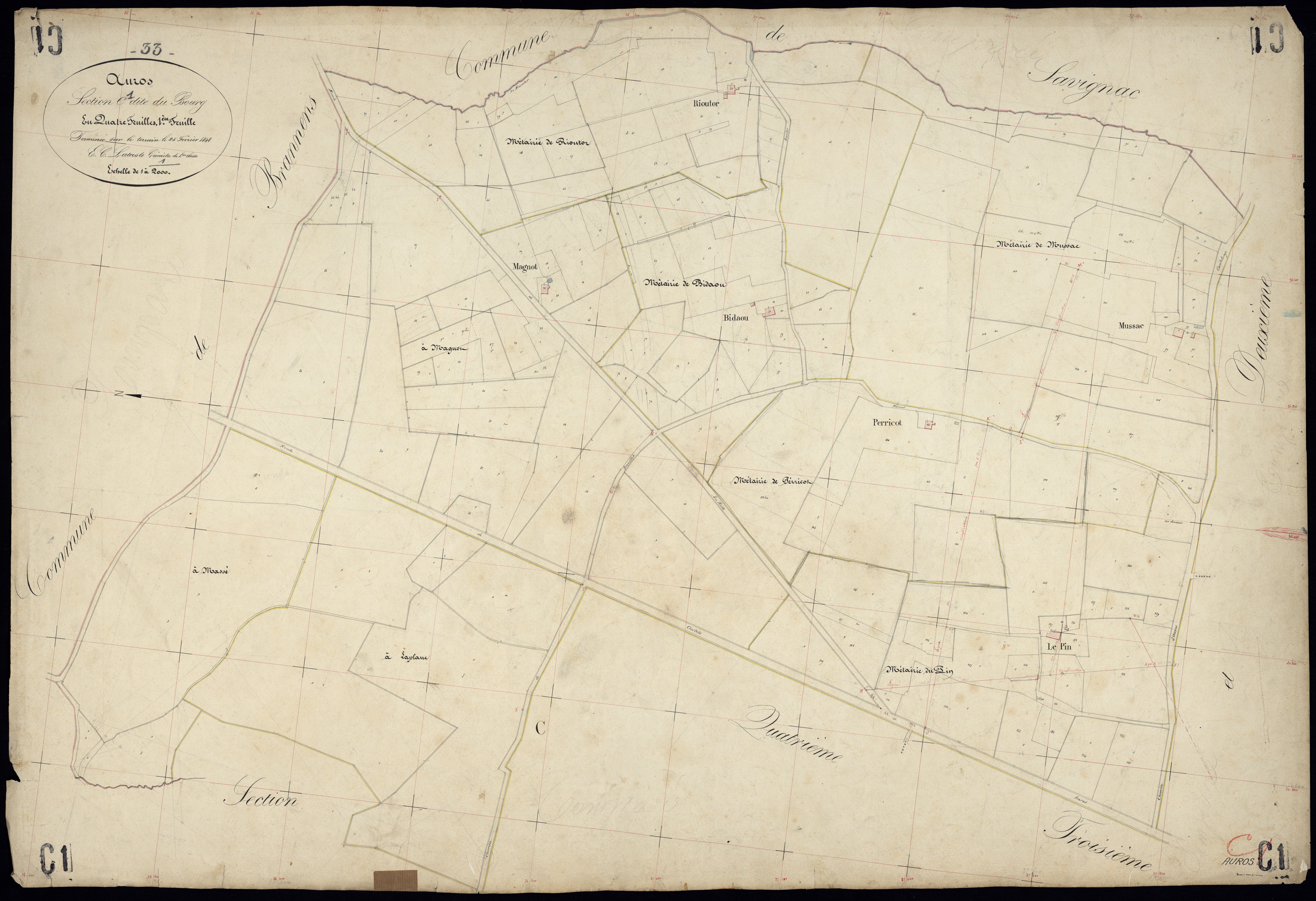Auros - -Section D feuille 2 : Le Bourg