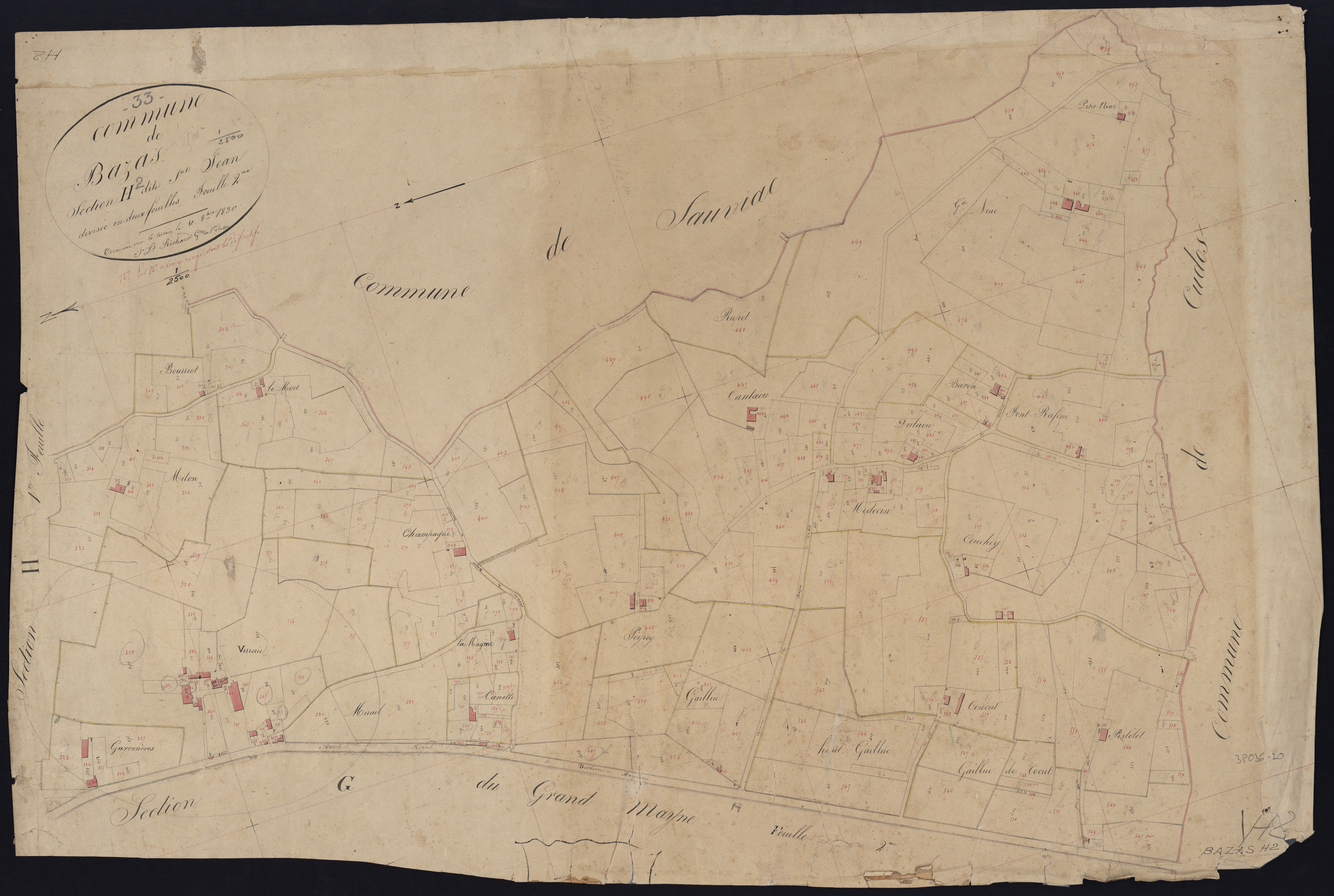 Bazas - -Section H feuille 2 : Saint-Jean