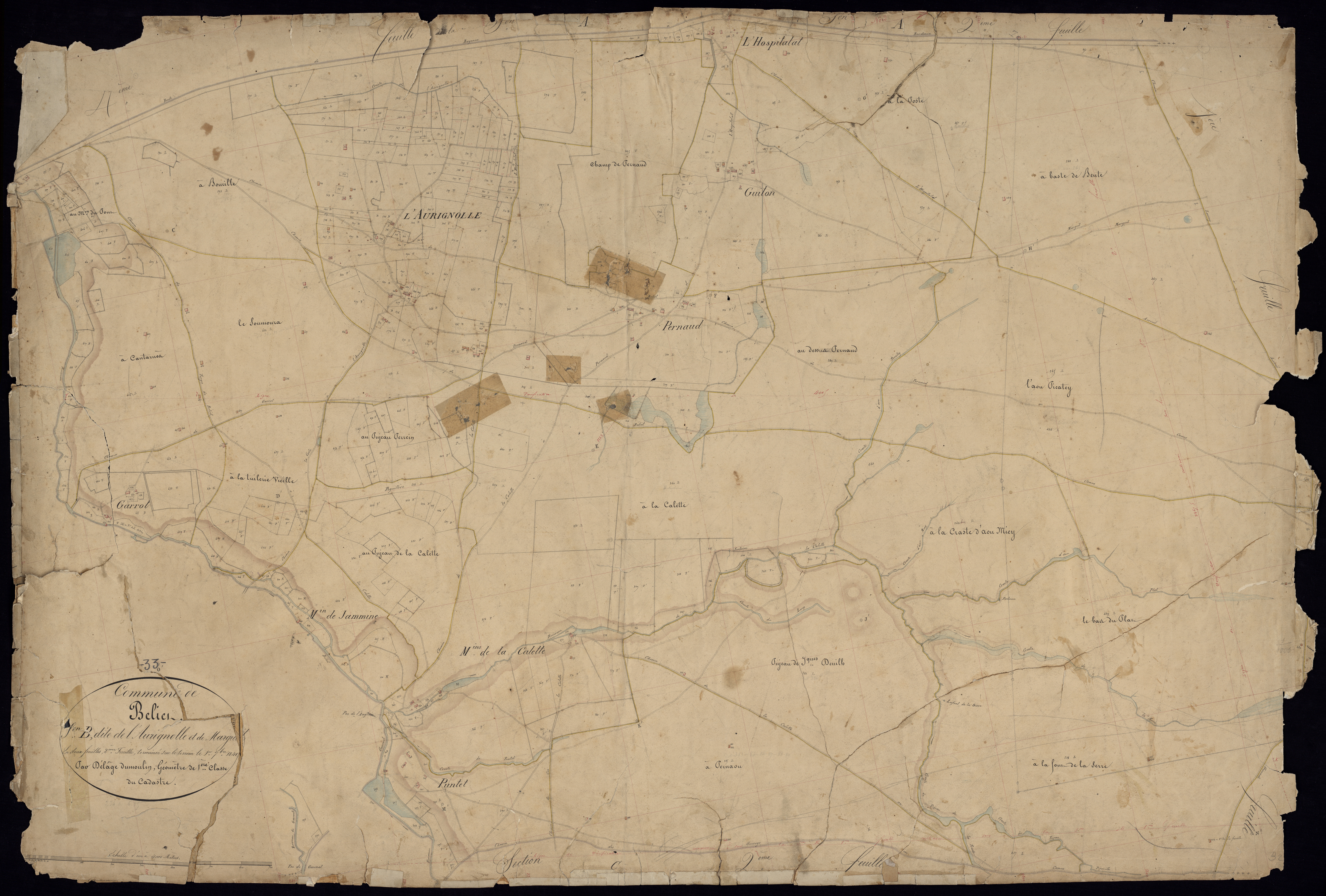 Belin-Béliet - -Section B feuille 1 : L'Aurignolle-et-Marguit