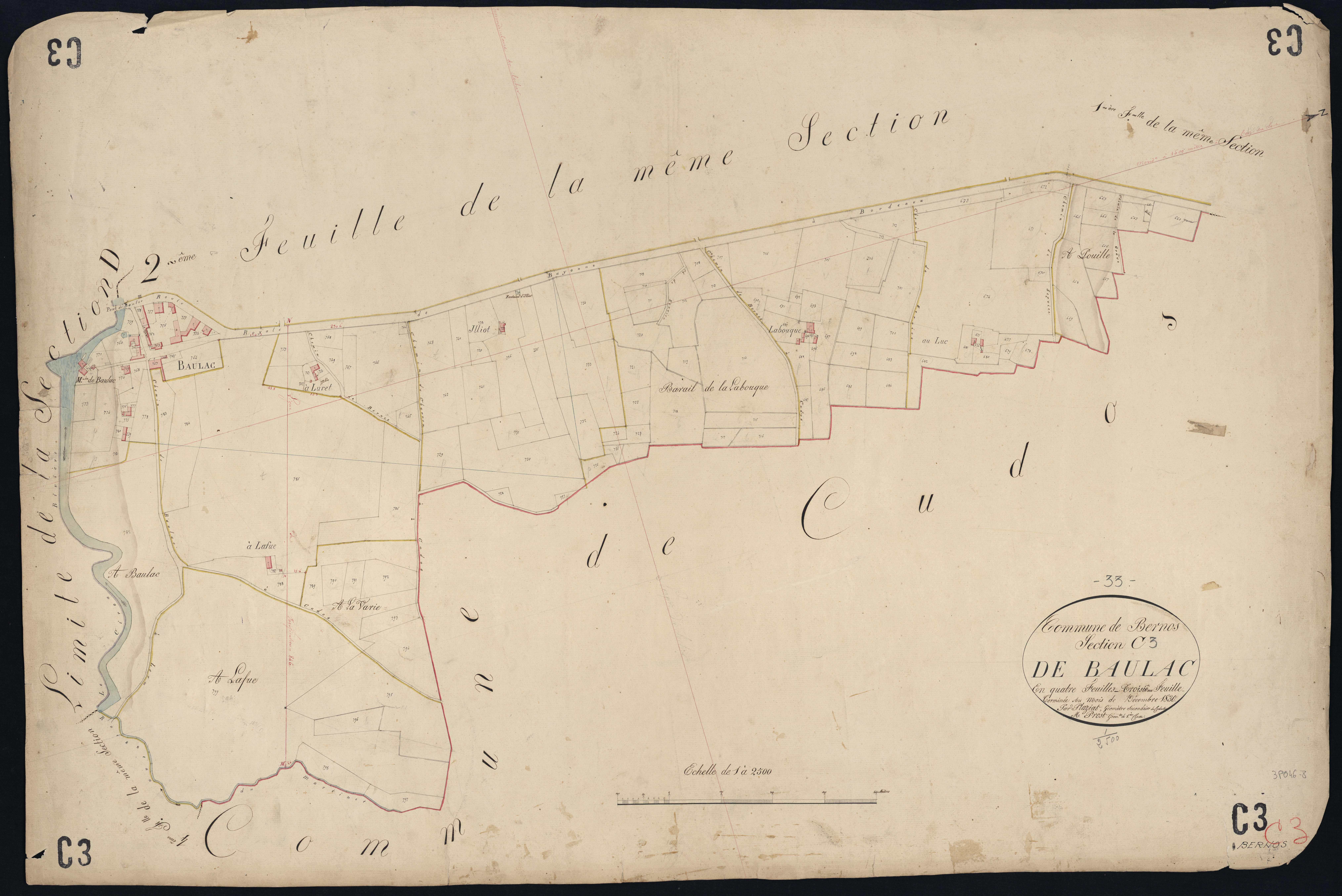 Bernos-Beaulac - -Section C feuille 3 : Baulac