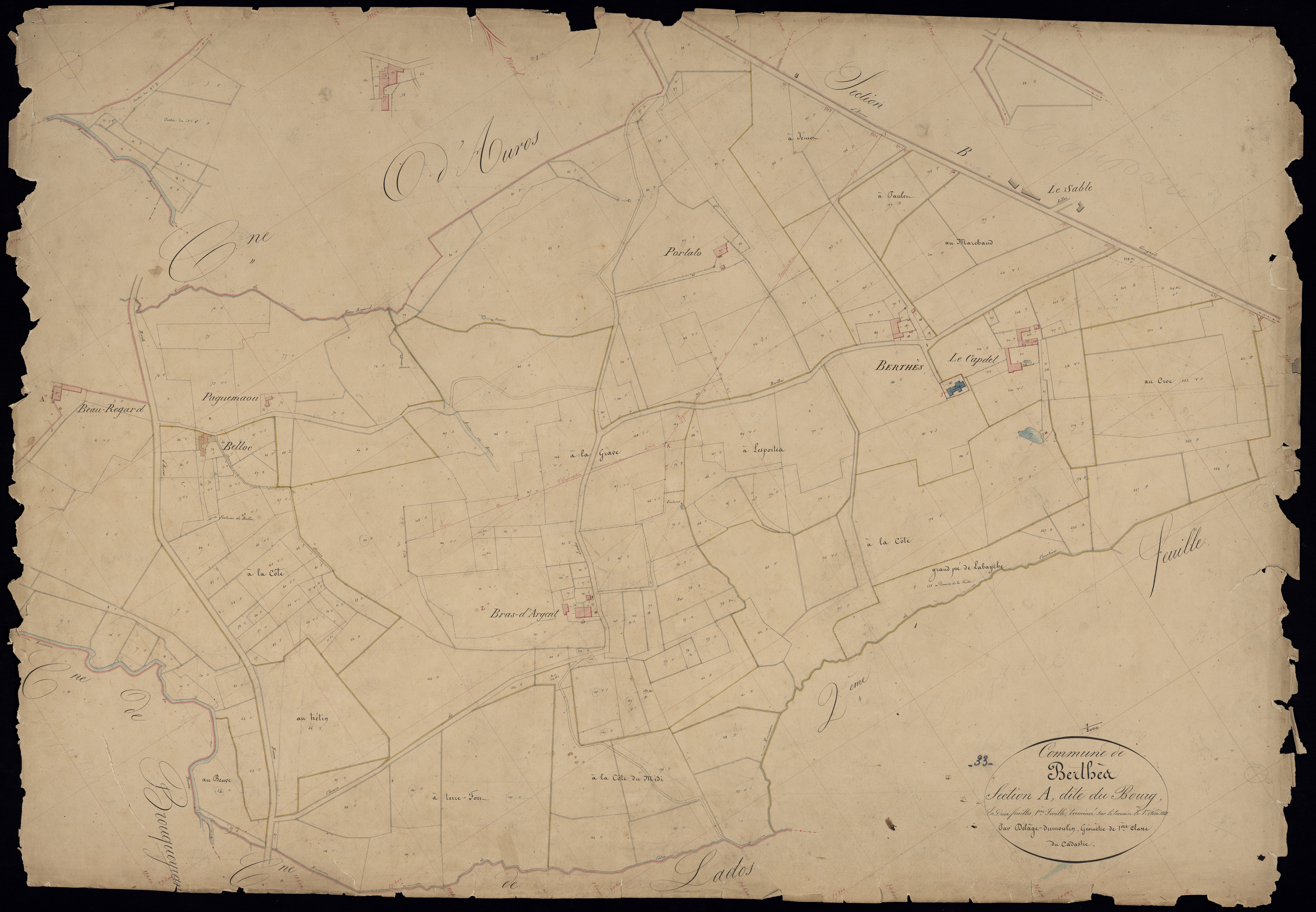 Berthez - -Section A feuille 1 : Le Bourg