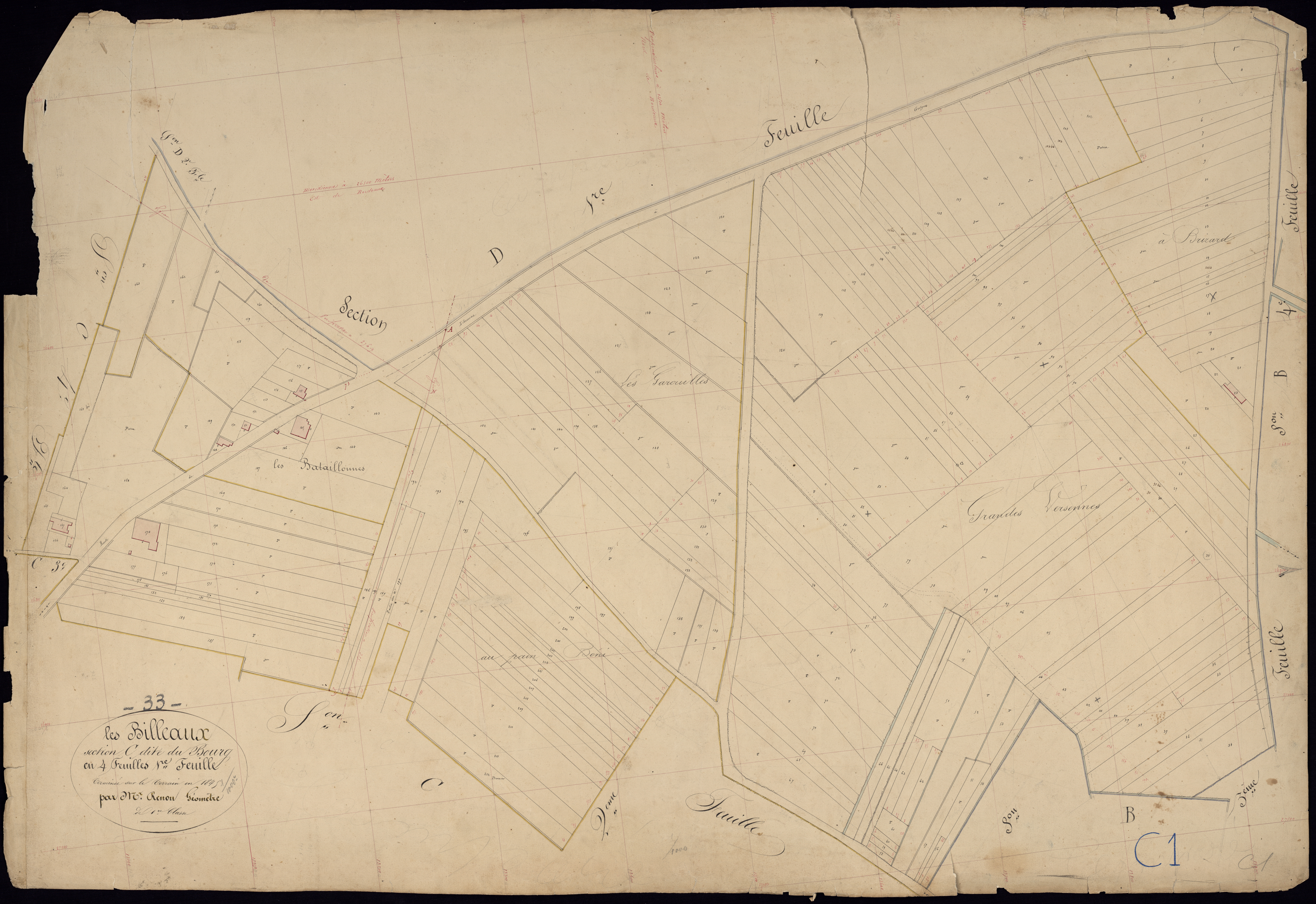 Billaux - -Section C feuille 1 : Le Bourg