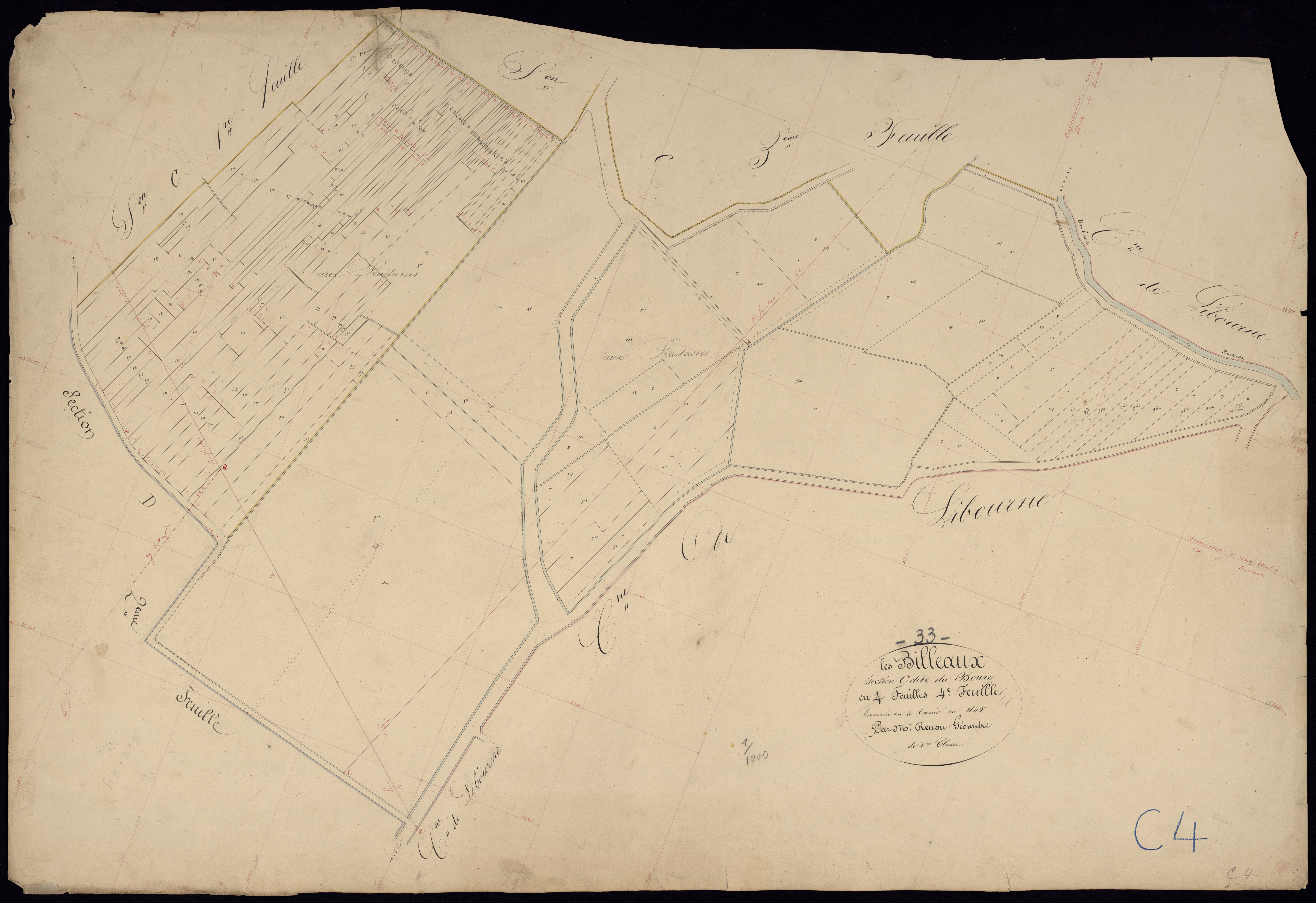 Billaux - -Section C feuille 4 : Le Bourg