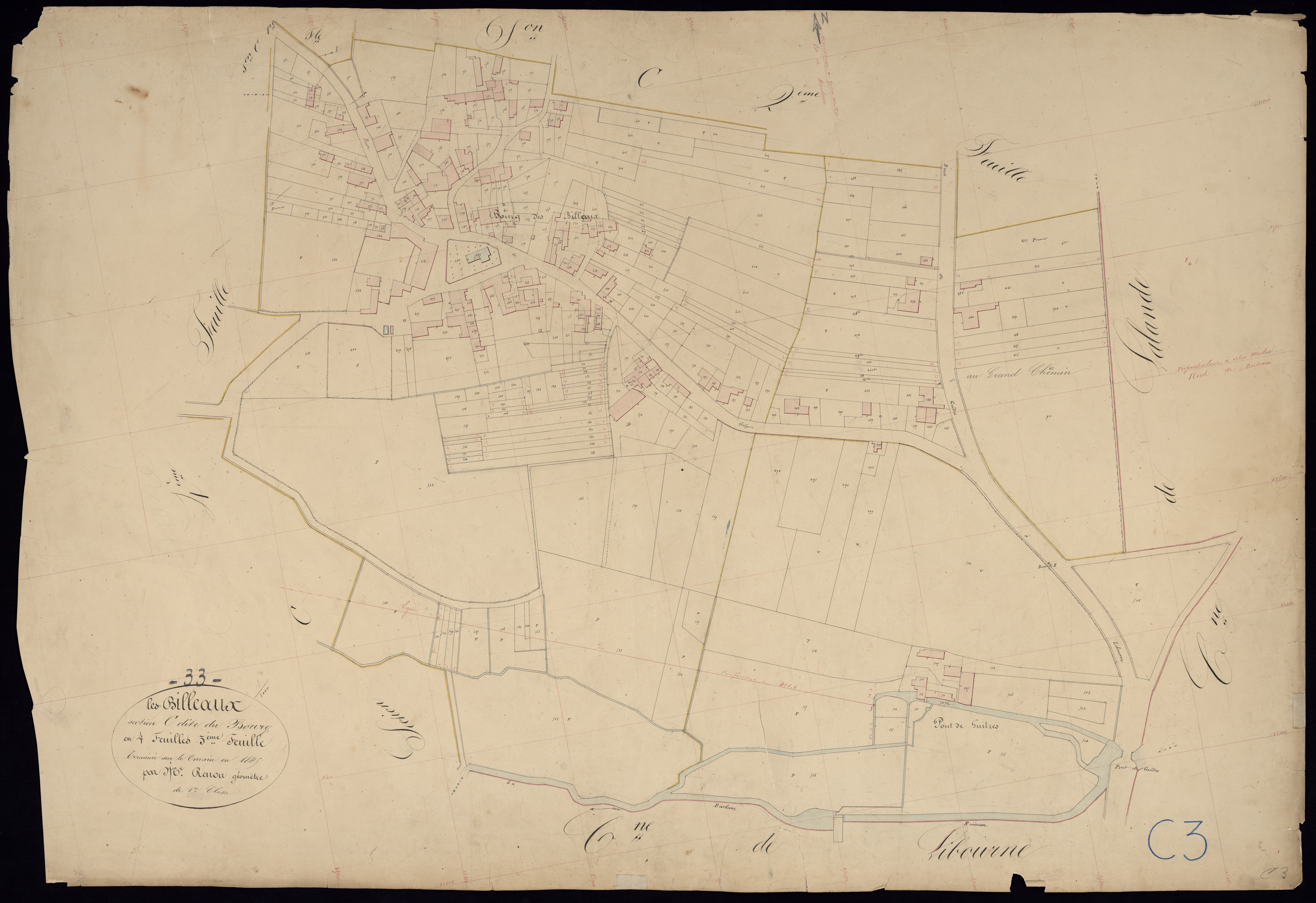 Billaux - -Section C feuille 3 : Le Bourg