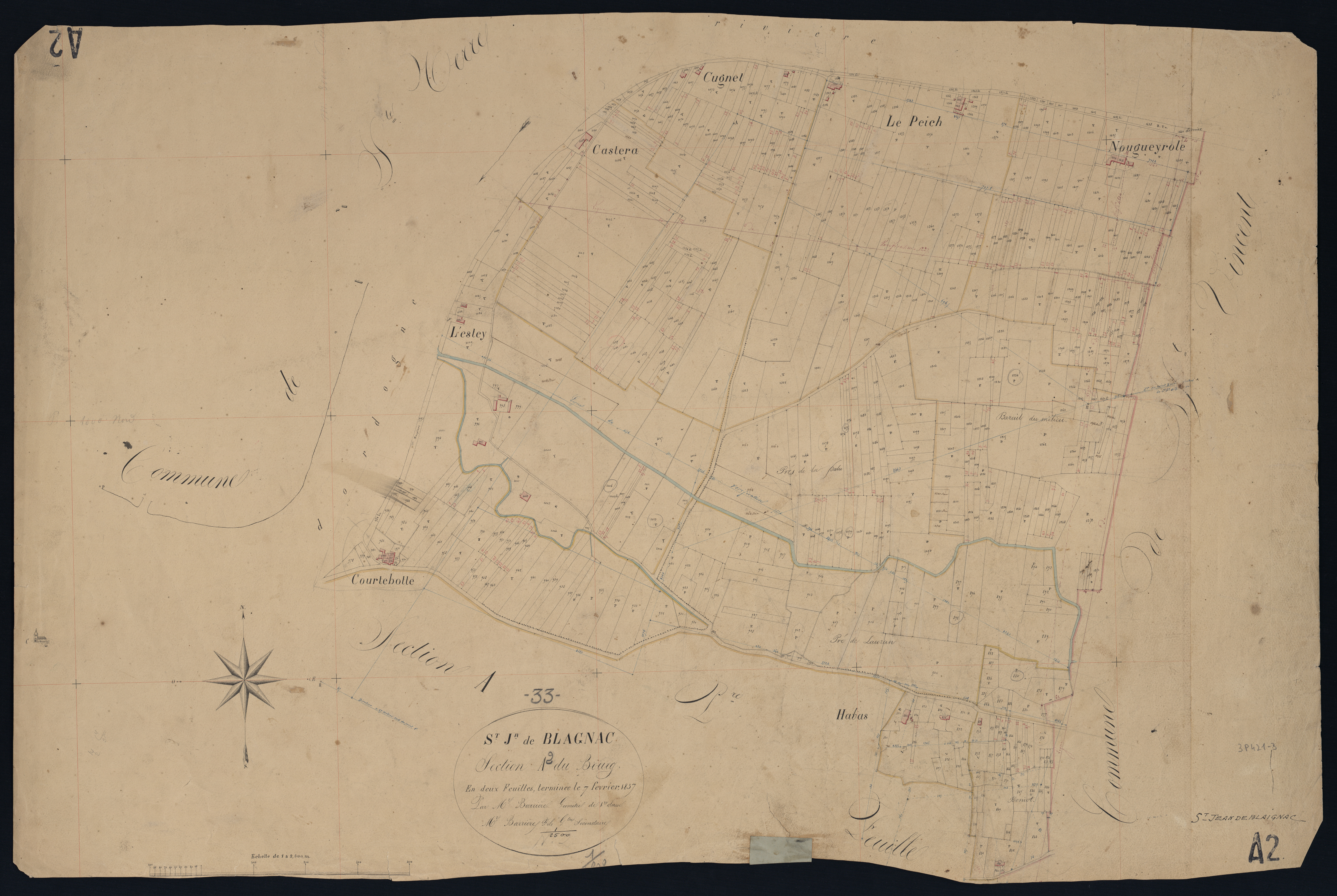 Blaignac - -Section A feuille 2 : Le Bourg