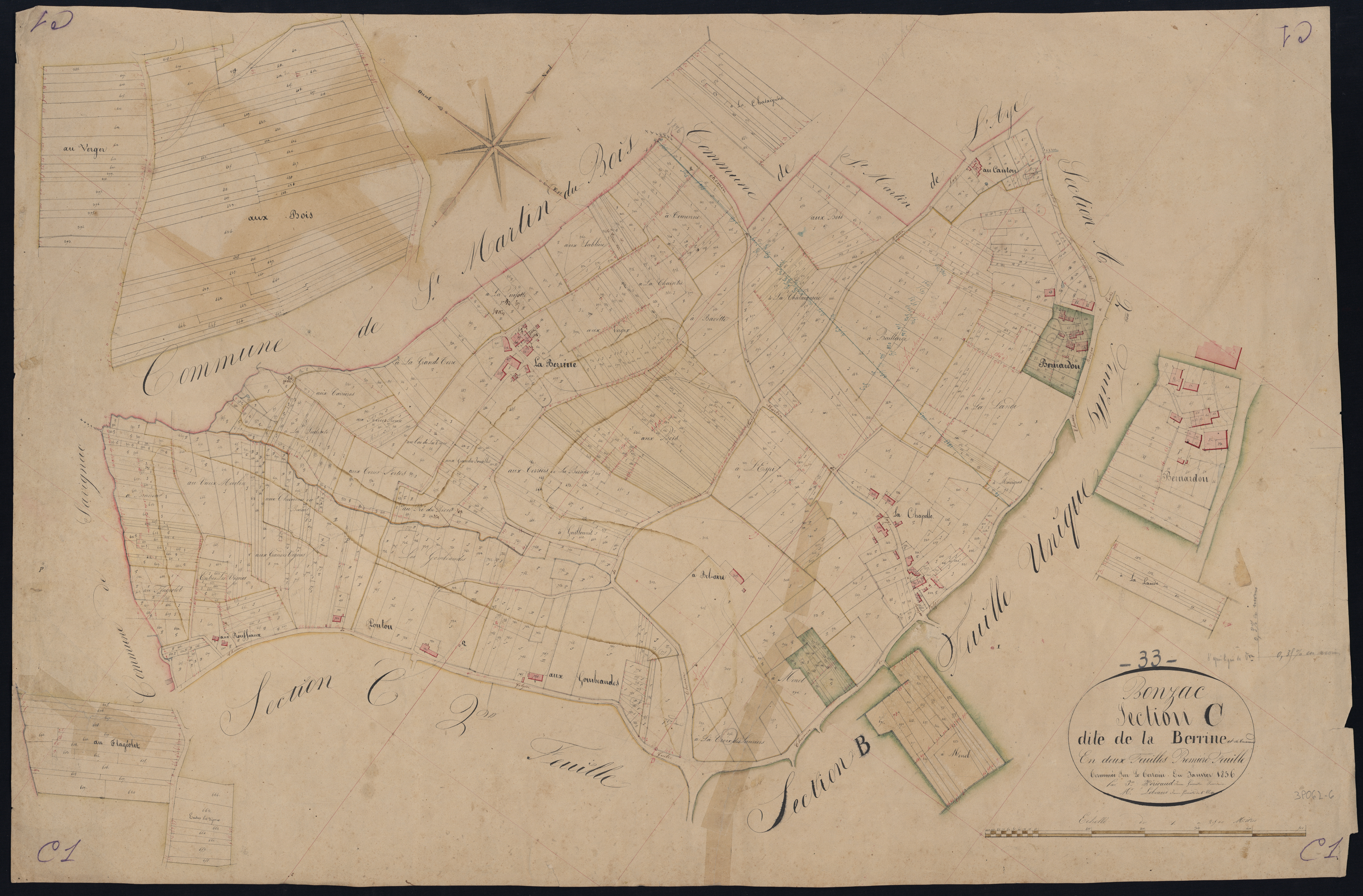 Bonzac - -Section C feuille 1 : La Berrine et Trincaud