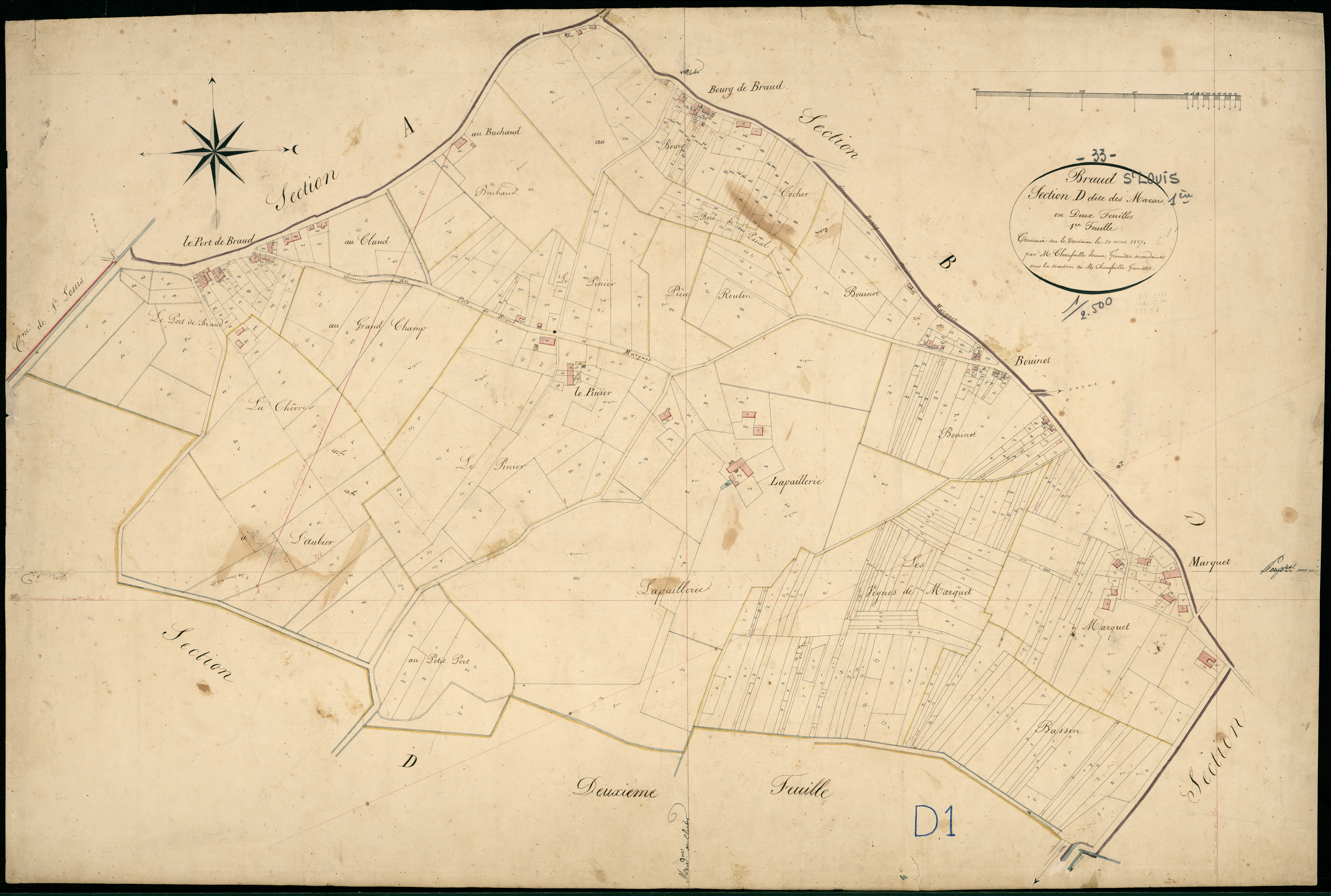 Braud-et-Saint-Louis - -Section D feuille 1 : Les Marais
