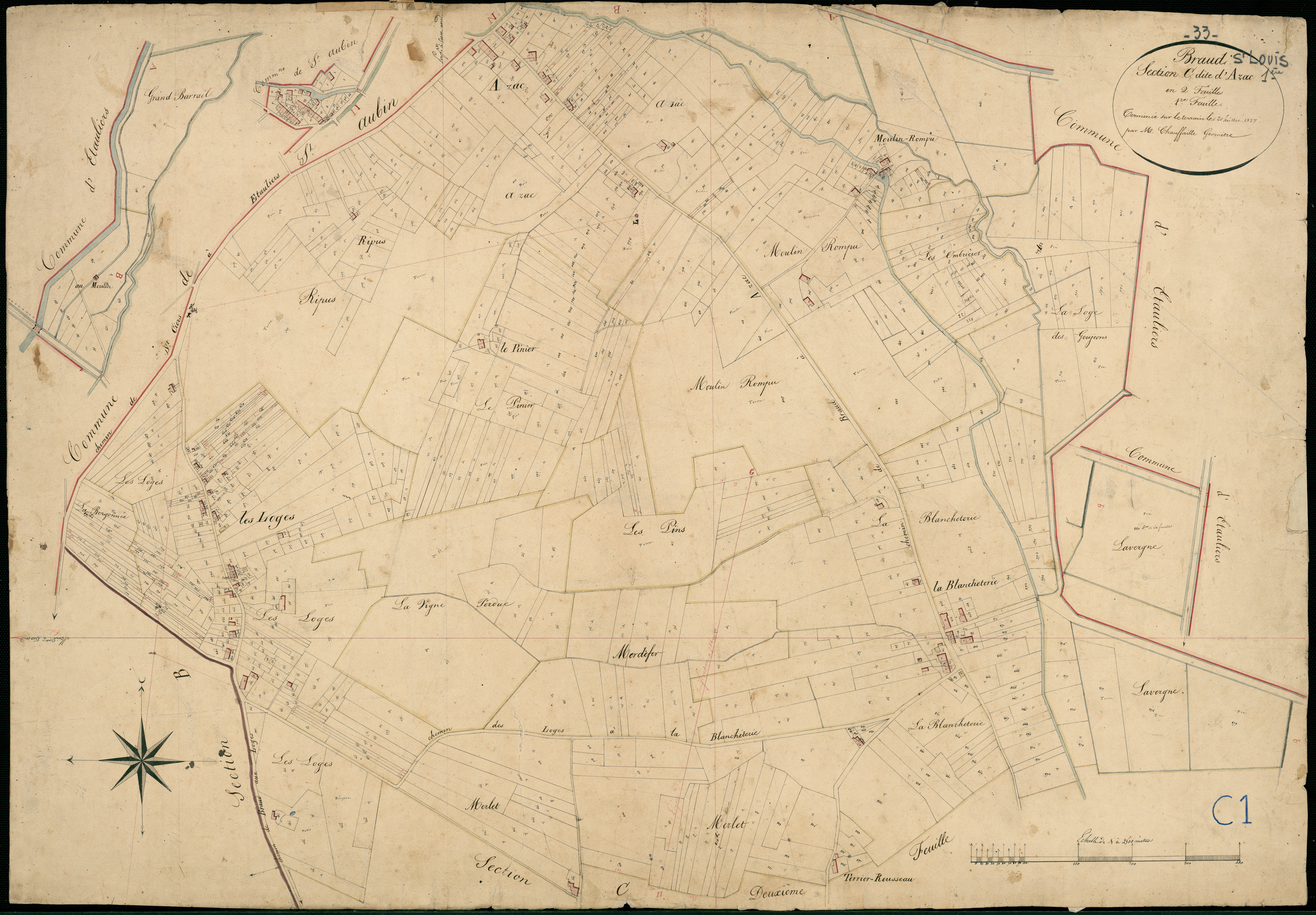 Braud-et-Saint-Louis - -Section C feuille 1 : Azac