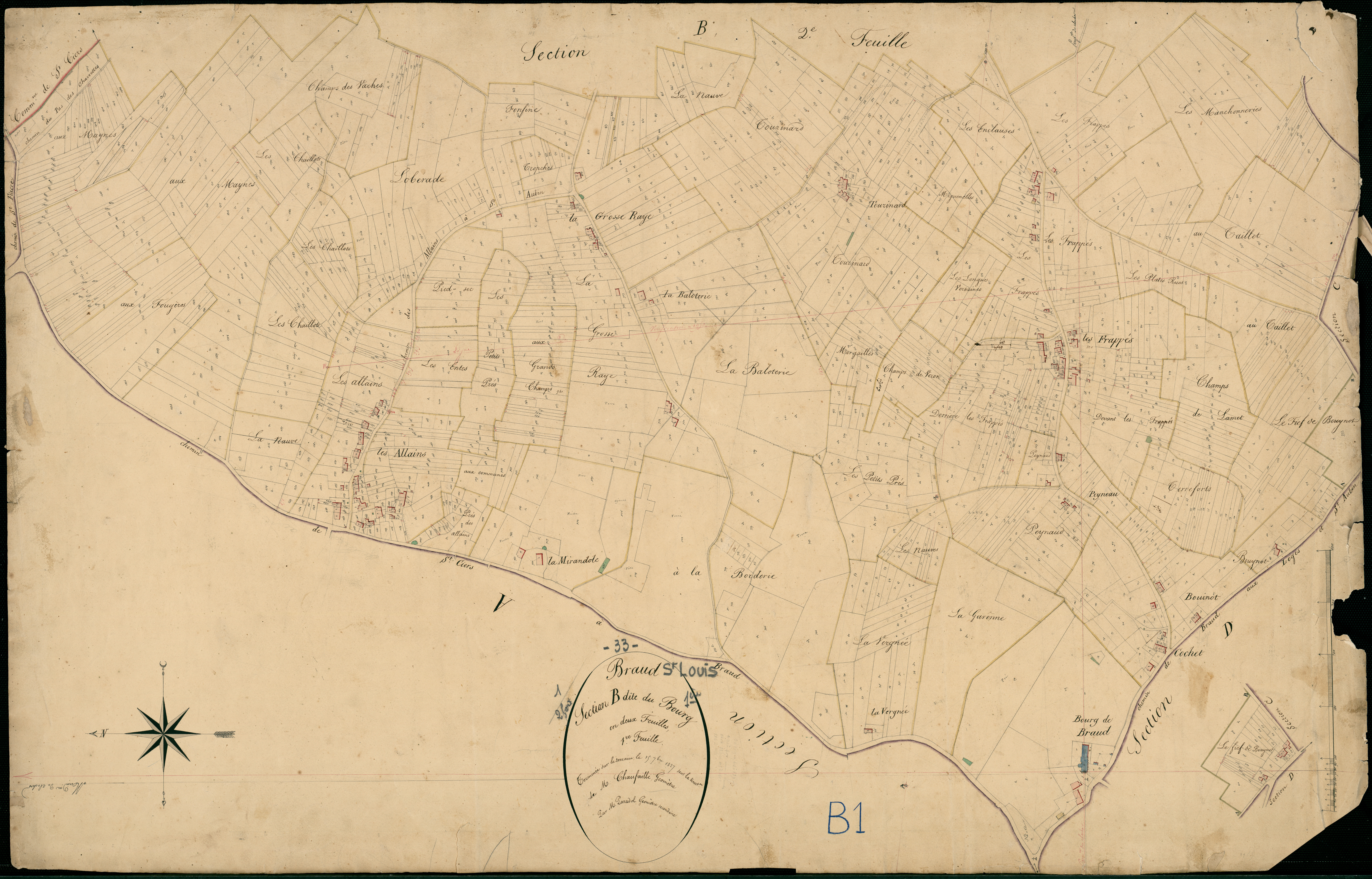 Braud-et-Saint-Louis - -Section B feuille 1 : Le Bourg