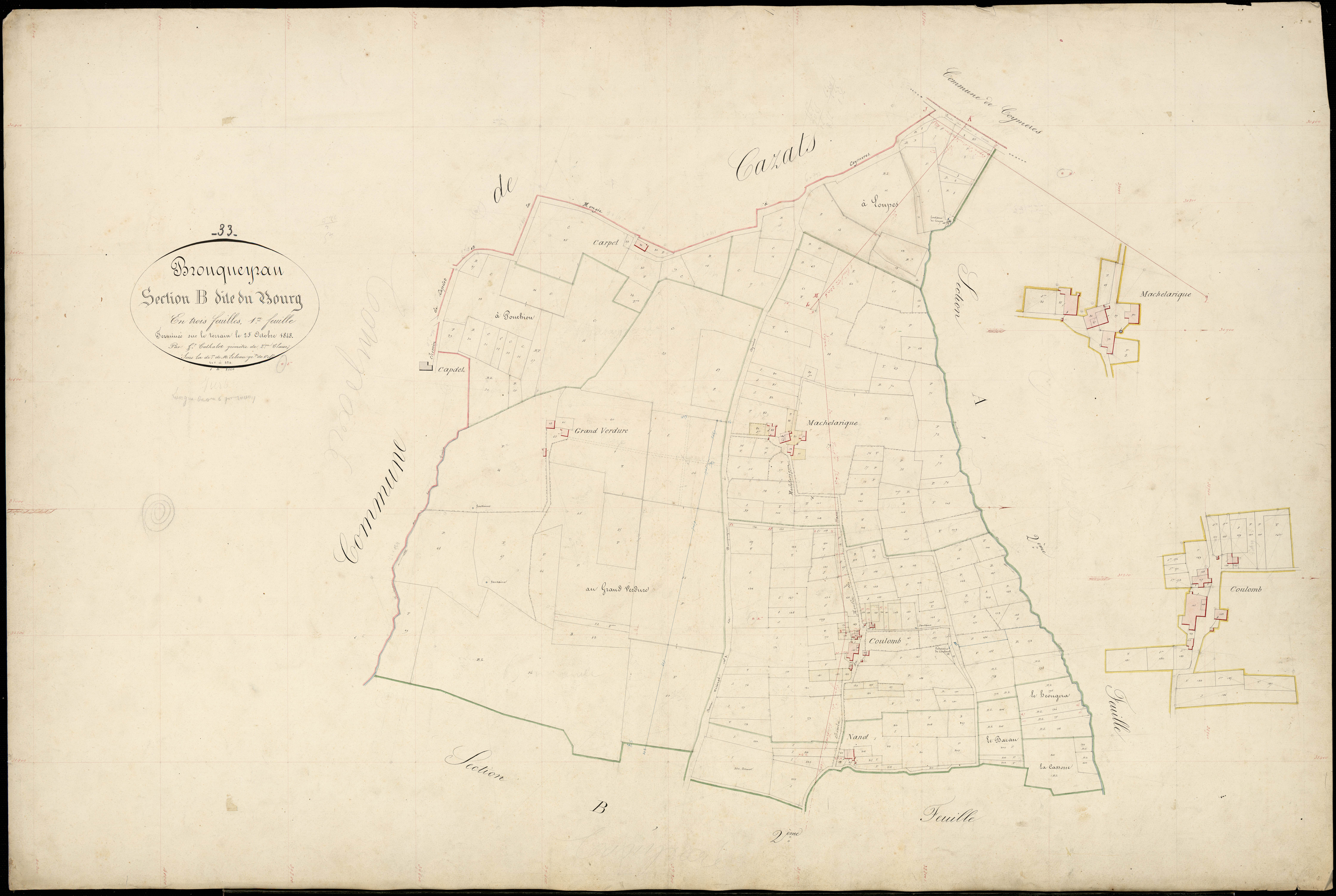 Brouqueyran - -Section B feuille 1 : Le Bourg