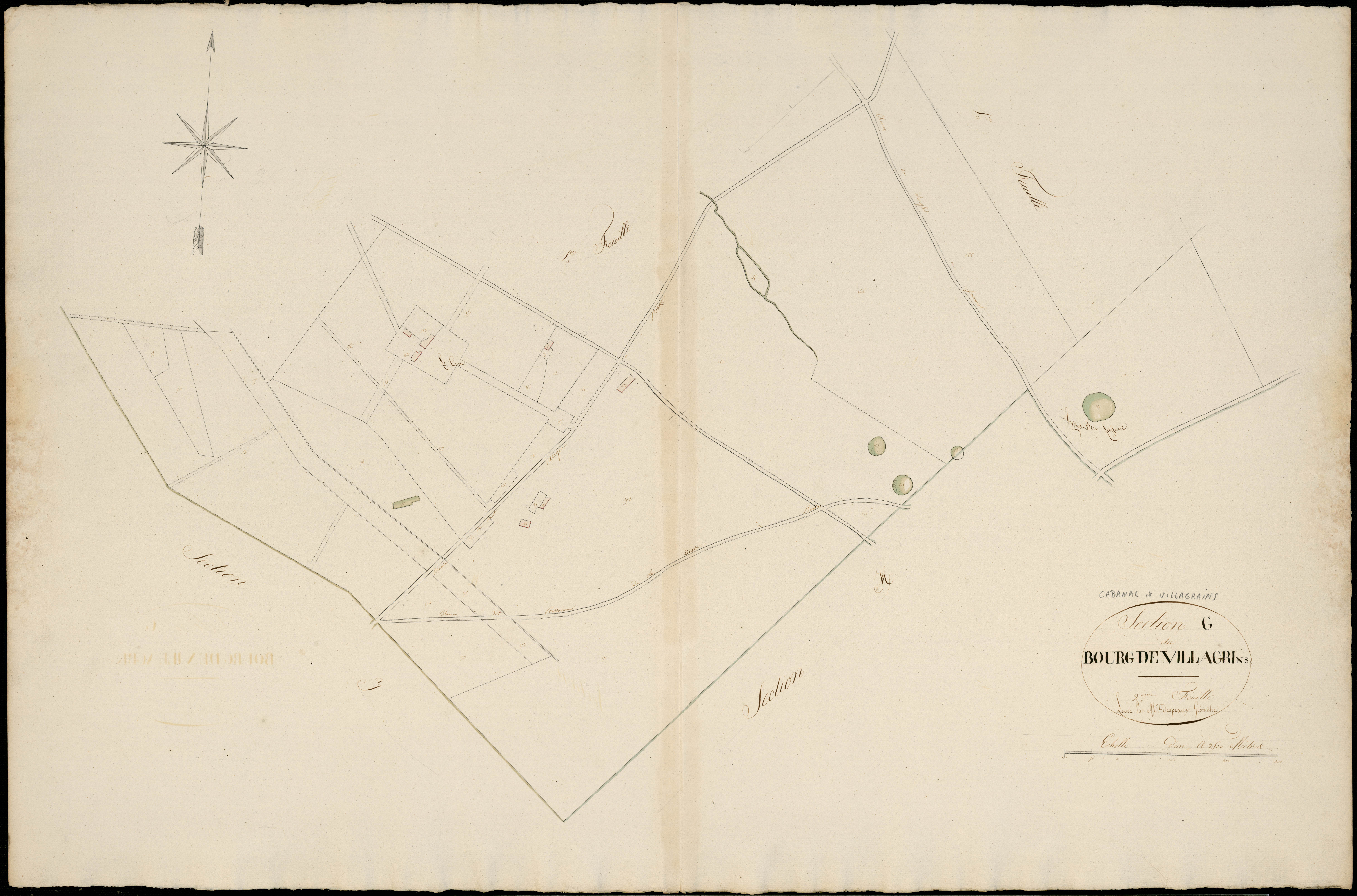 Cabanac-et-Villagrains - -Section G feuille 2 : Bourg-de-Villagrains
