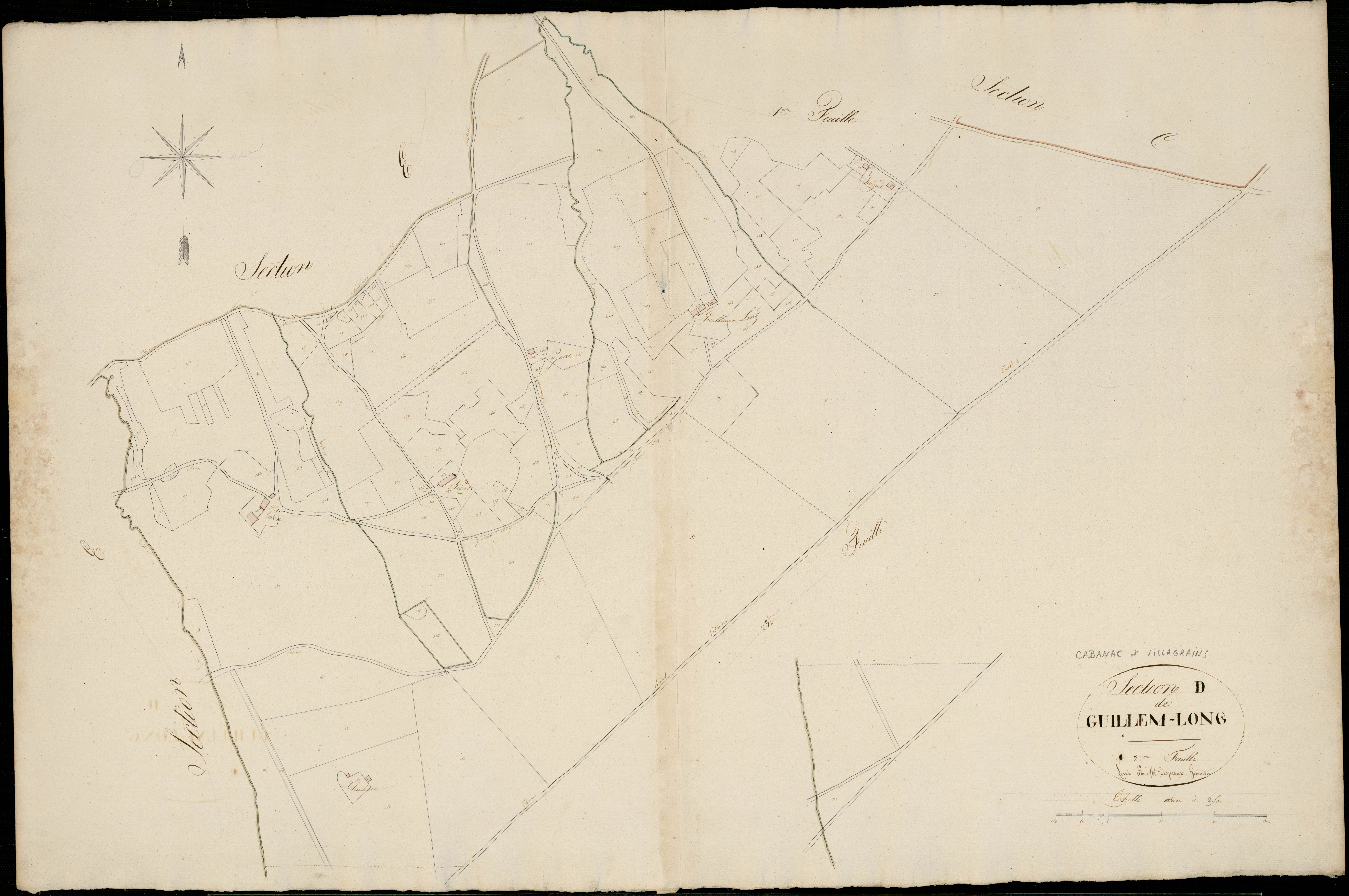 Cabanac-et-Villagrains - -Section D feuille 2 : Guillem-Long