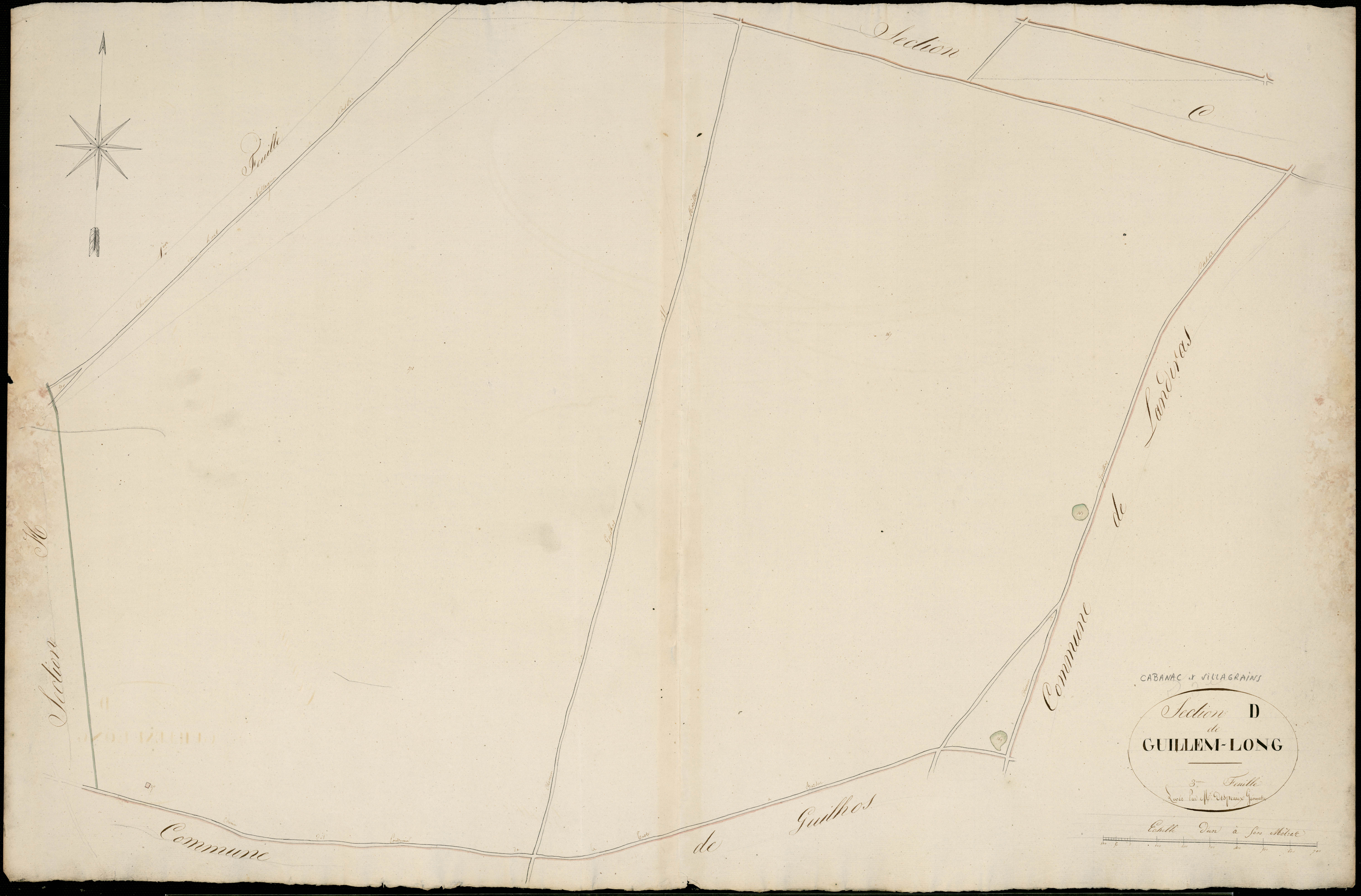 Cabanac-et-Villagrains - -Section D feuille 3 : Guillem-Long