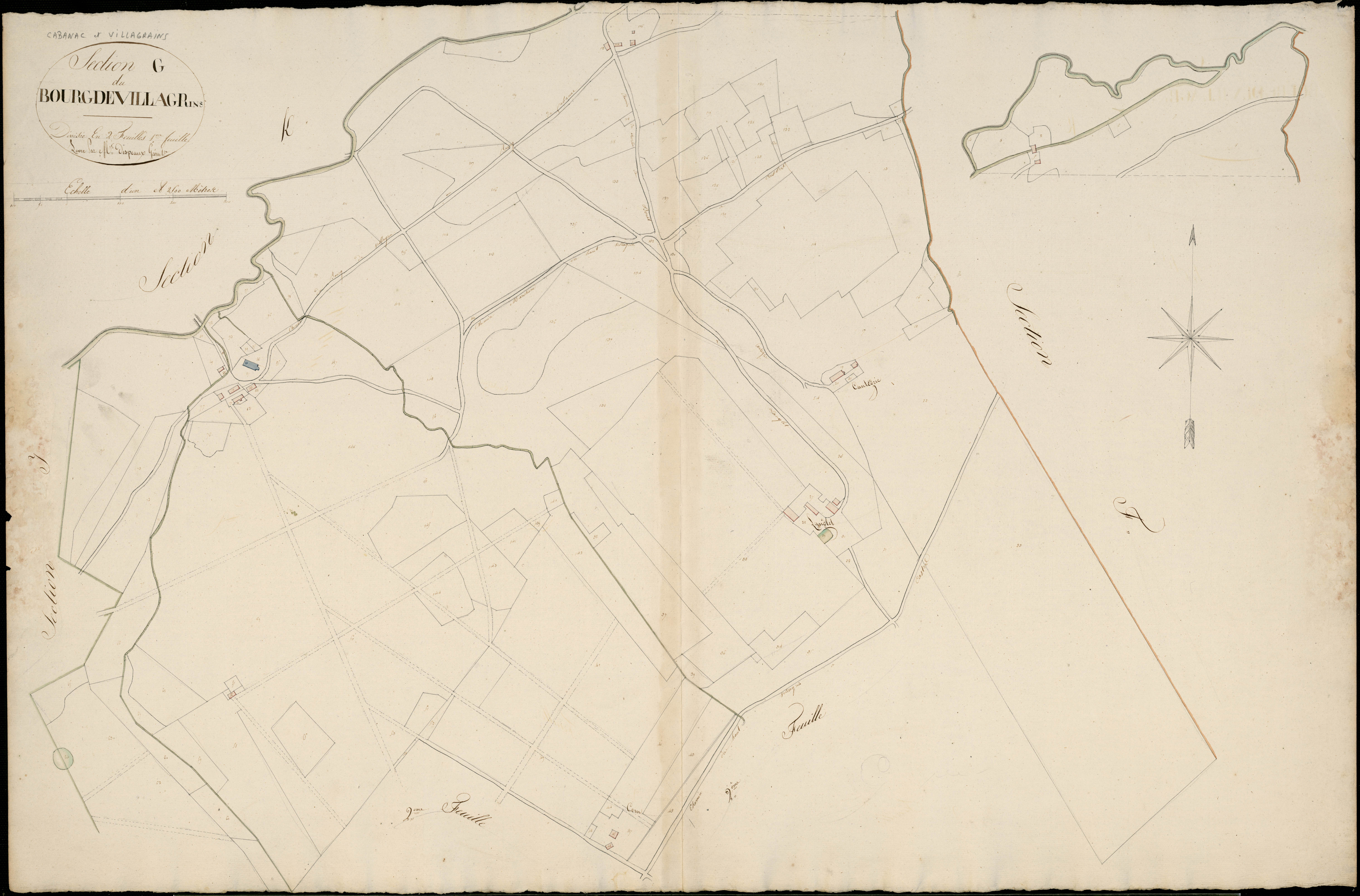 Cabanac-et-Villagrains - -Section G feuille 1 : Bourg-de-Villagrains
