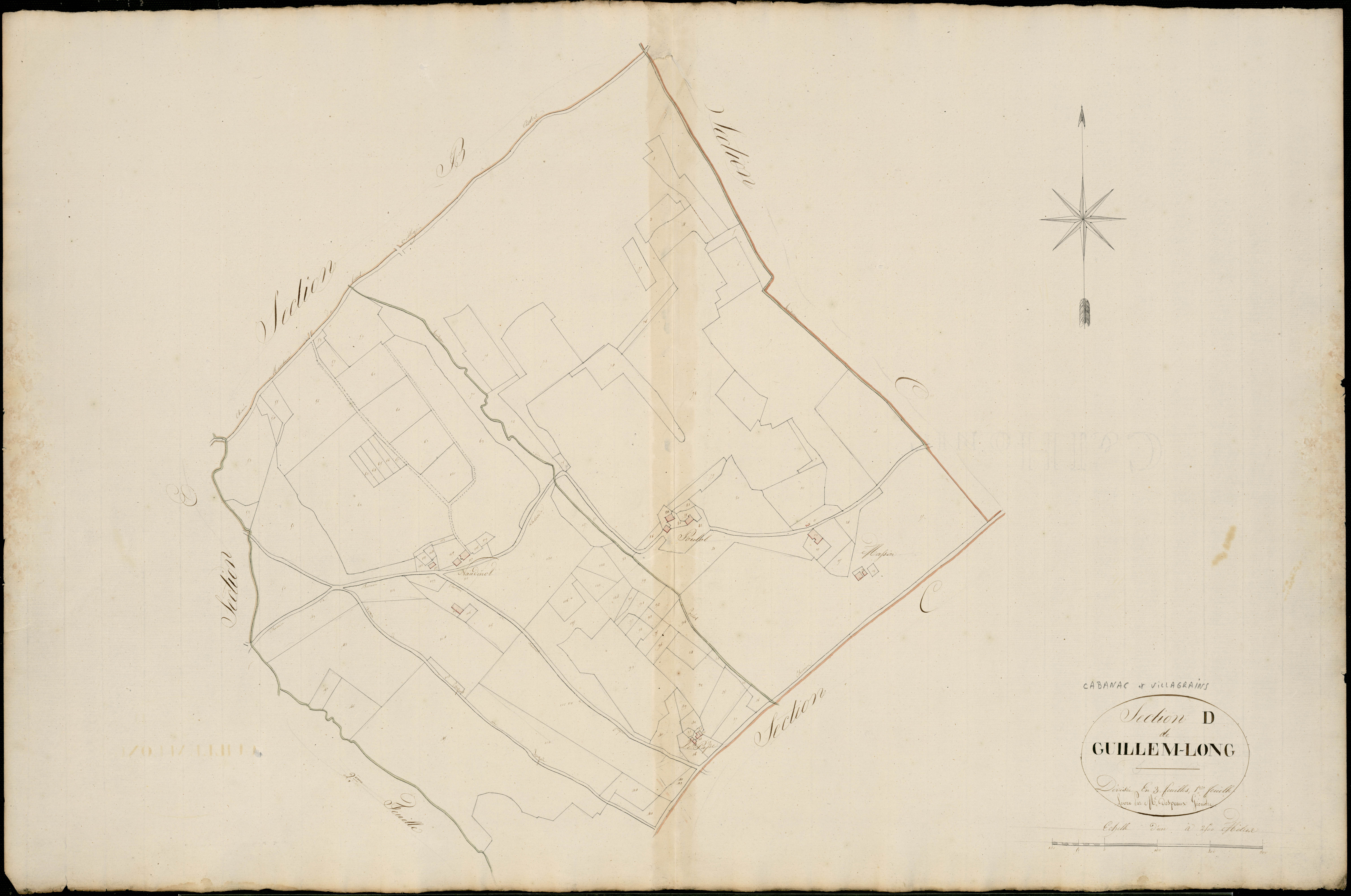 Cabanac-et-Villagrains - -Section D feuille 1 : Guillem-Long