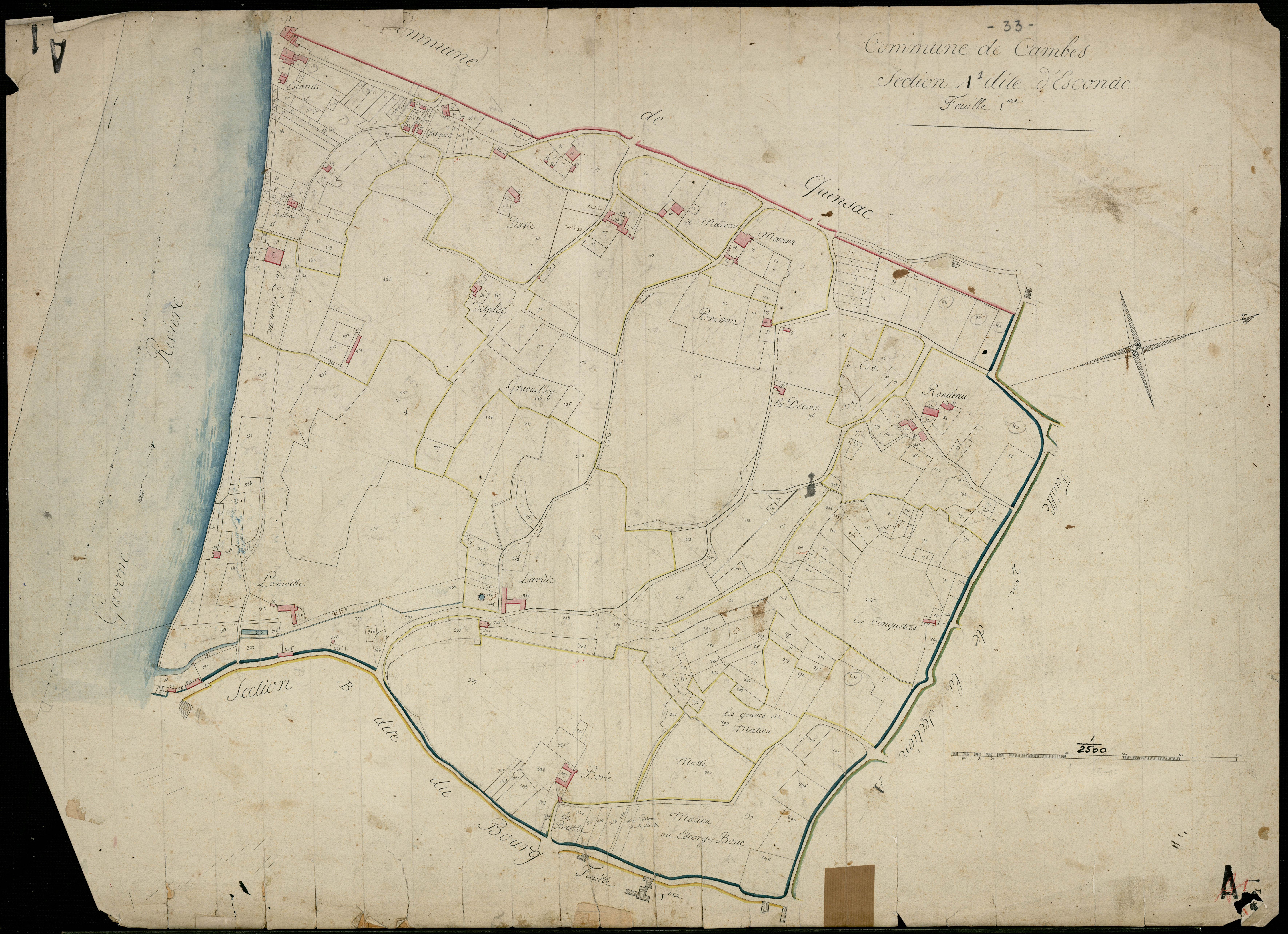 Cambes - -Section A feuille 1 : Esconac