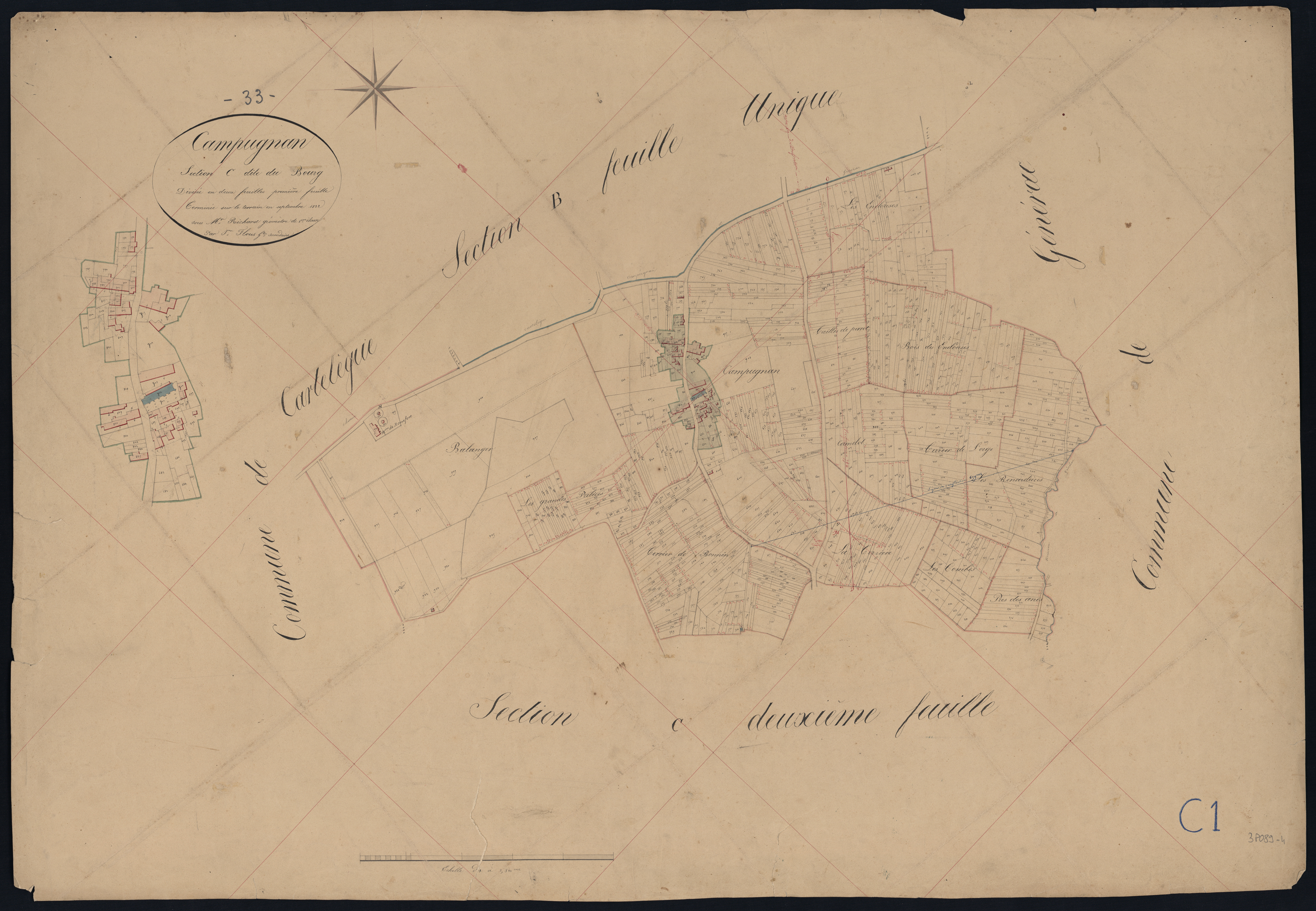 Campugnan - -Section C feuille 1 : Le Bourg