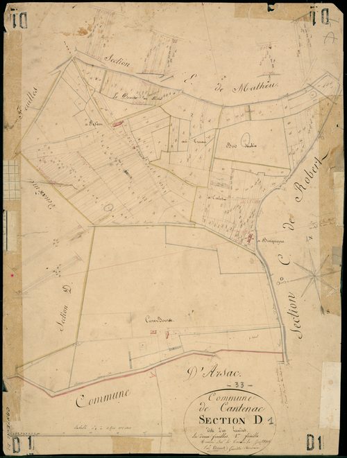 Cantenac - -Section D feuille 1 : Les Landes