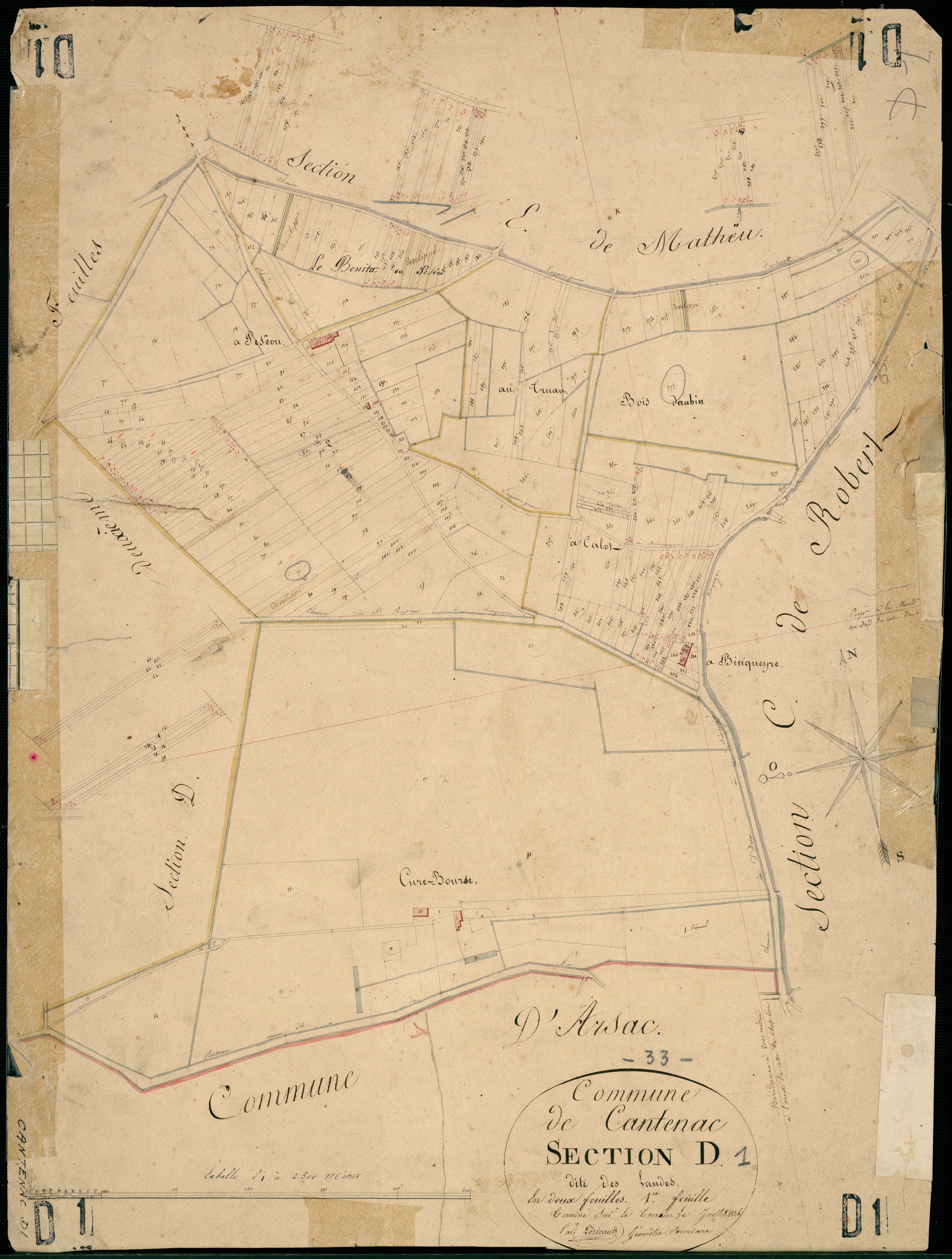 Cantenac - -Section D feuille 1 : Les Landes