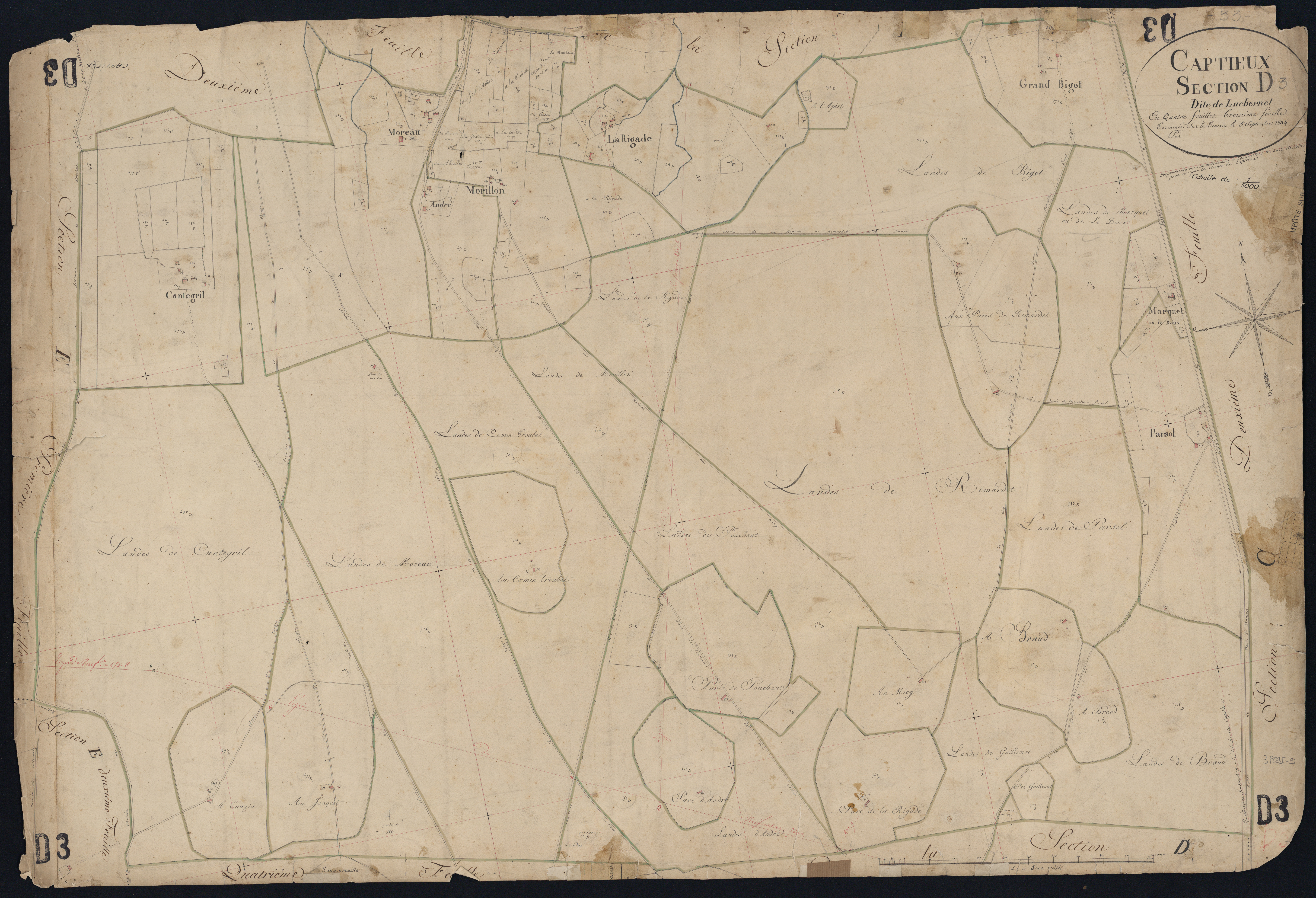 Captieux - -Section D feuille 3 : Lucbernet