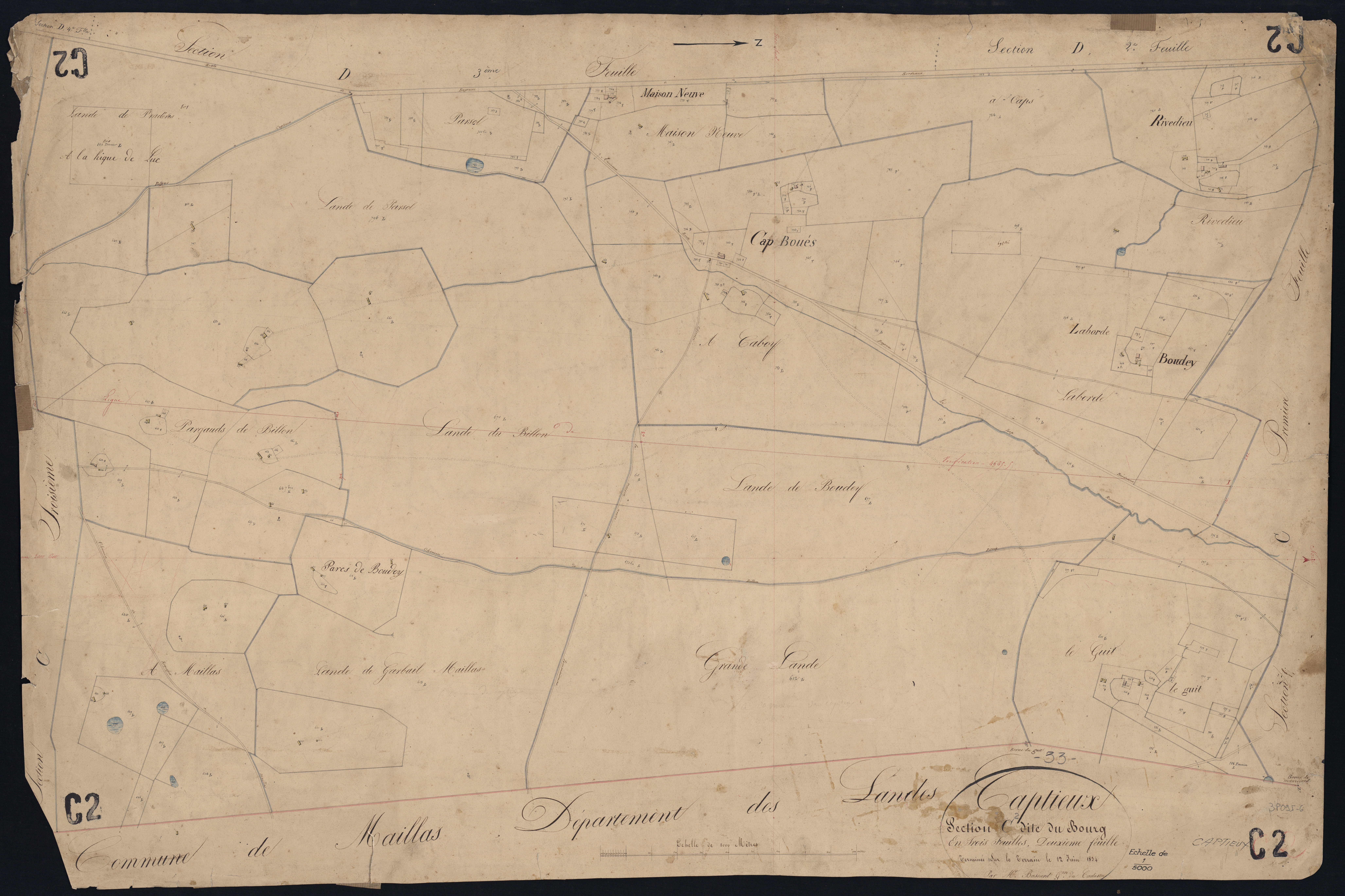 Captieux - -Section C feuille 2 : Le Bourg