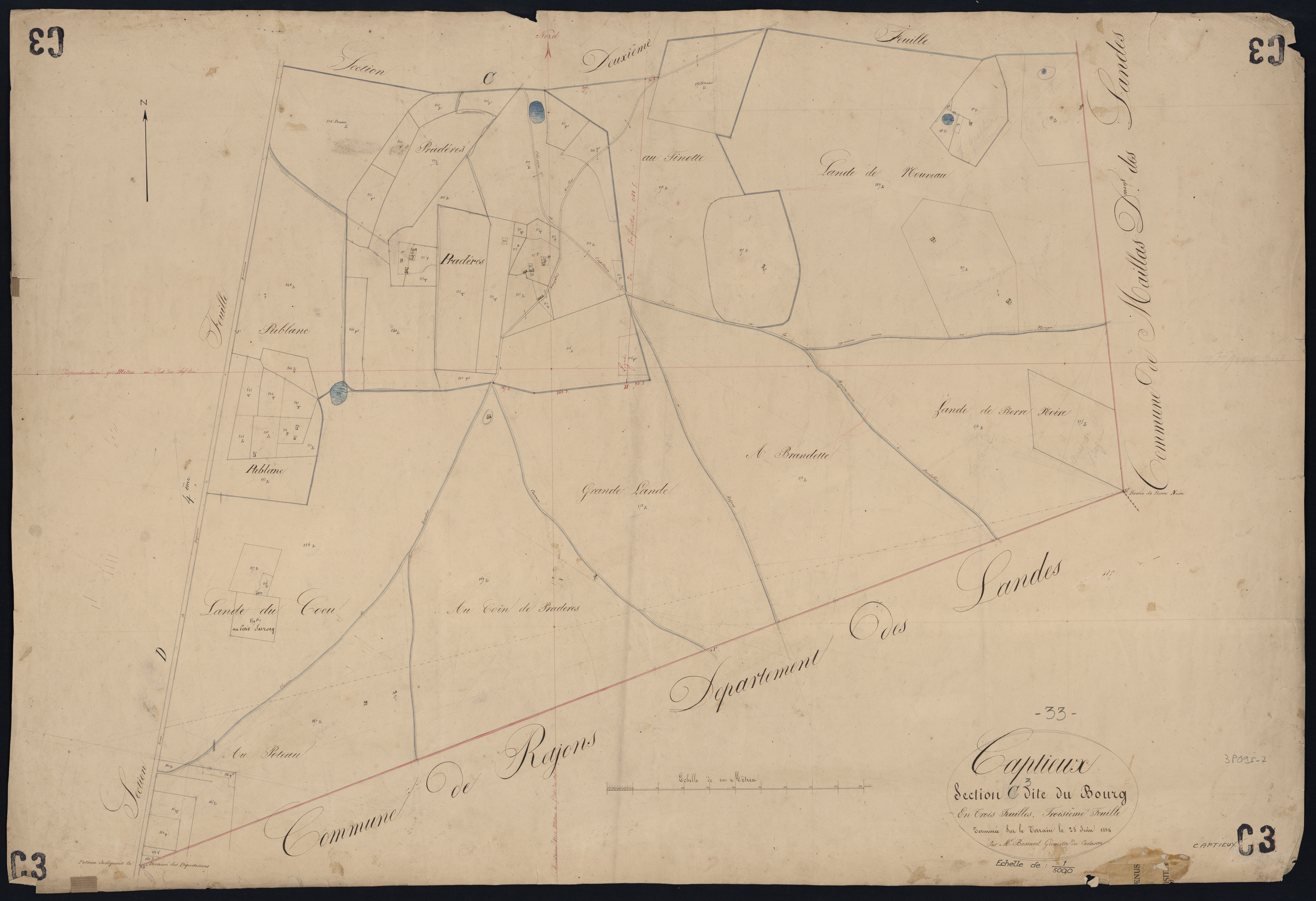 Captieux - -Section C feuille 3 : Le Bourg