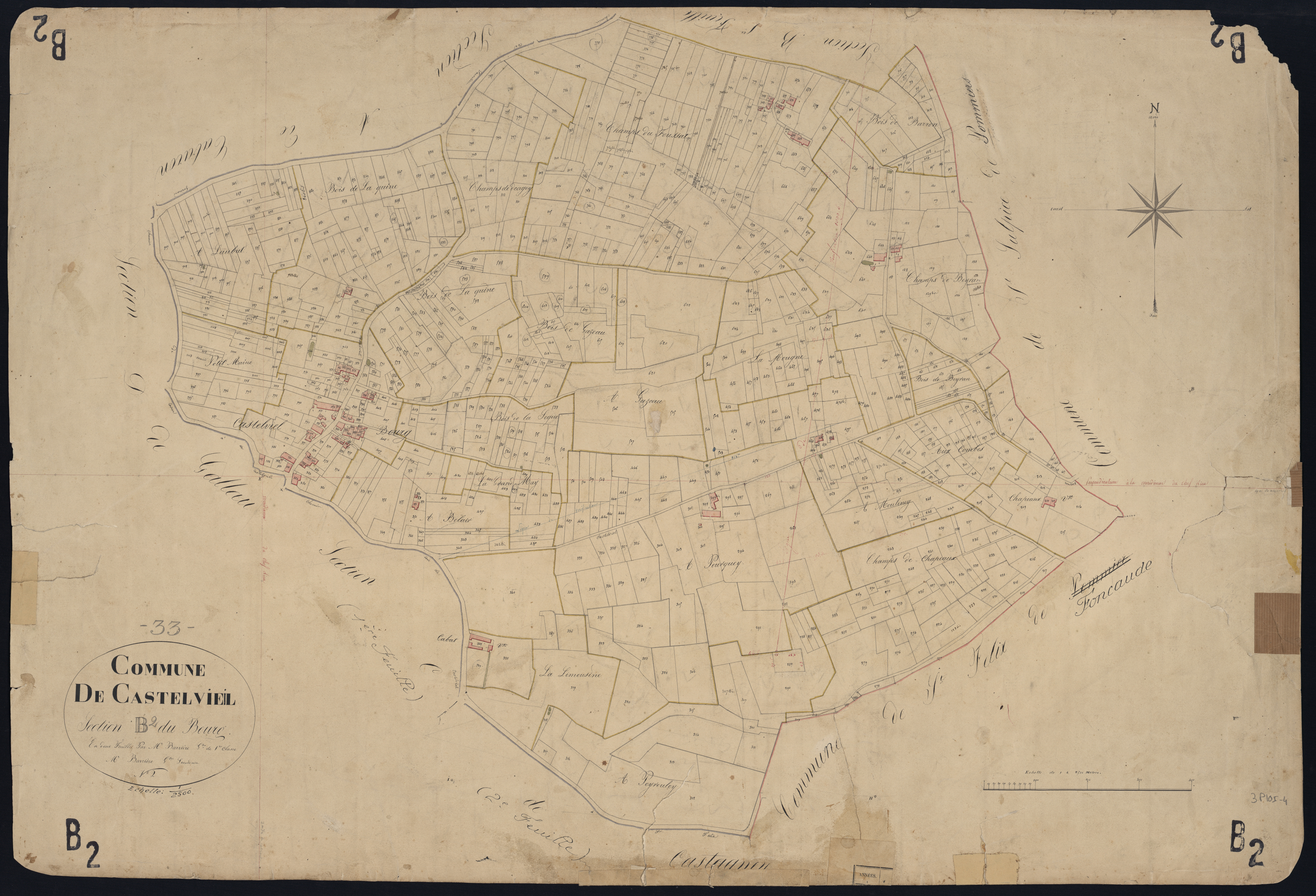 Castelviel - -Section B feuille 2 : Le Bourg