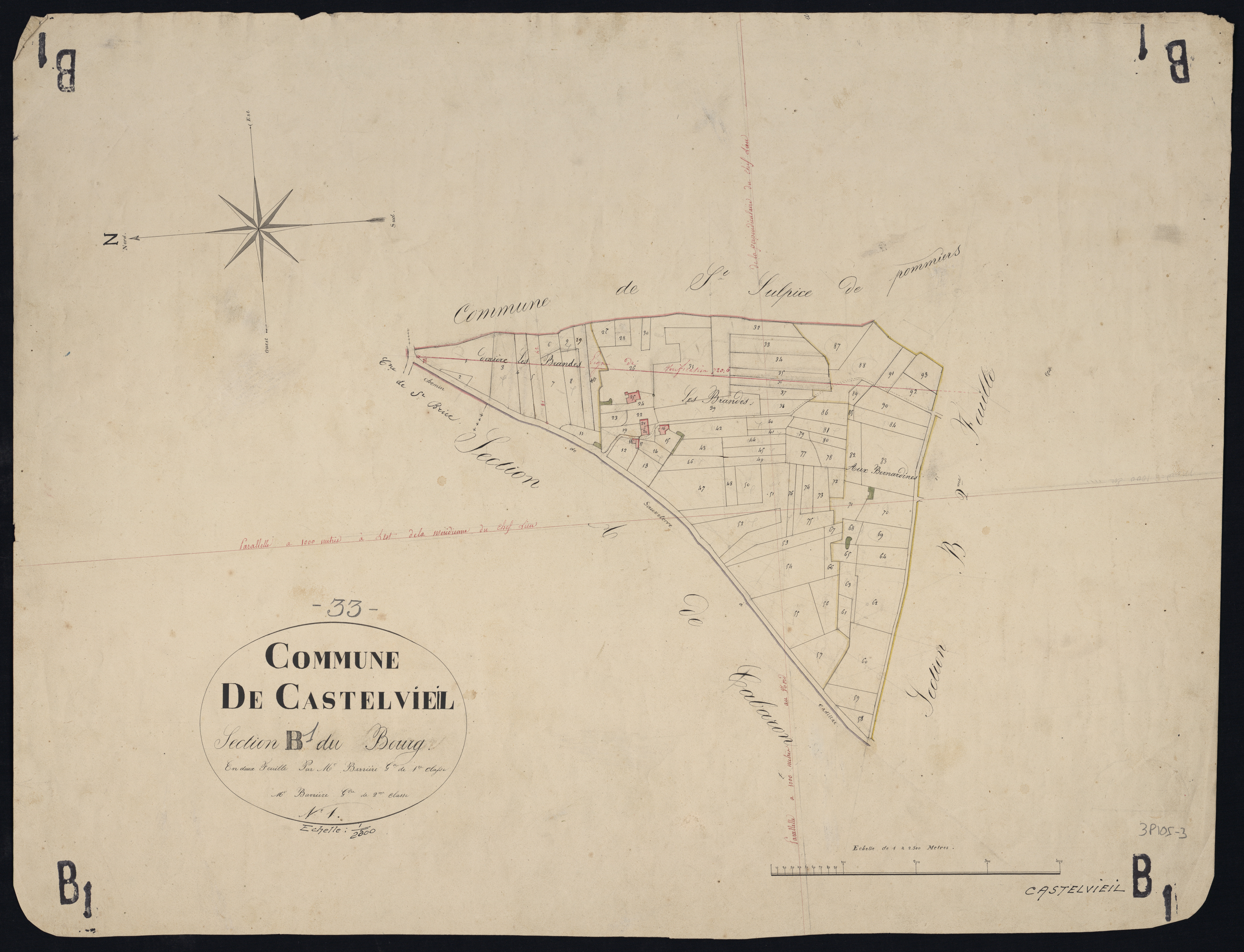 Castelviel - -Section B feuille 1 : Le Bourg