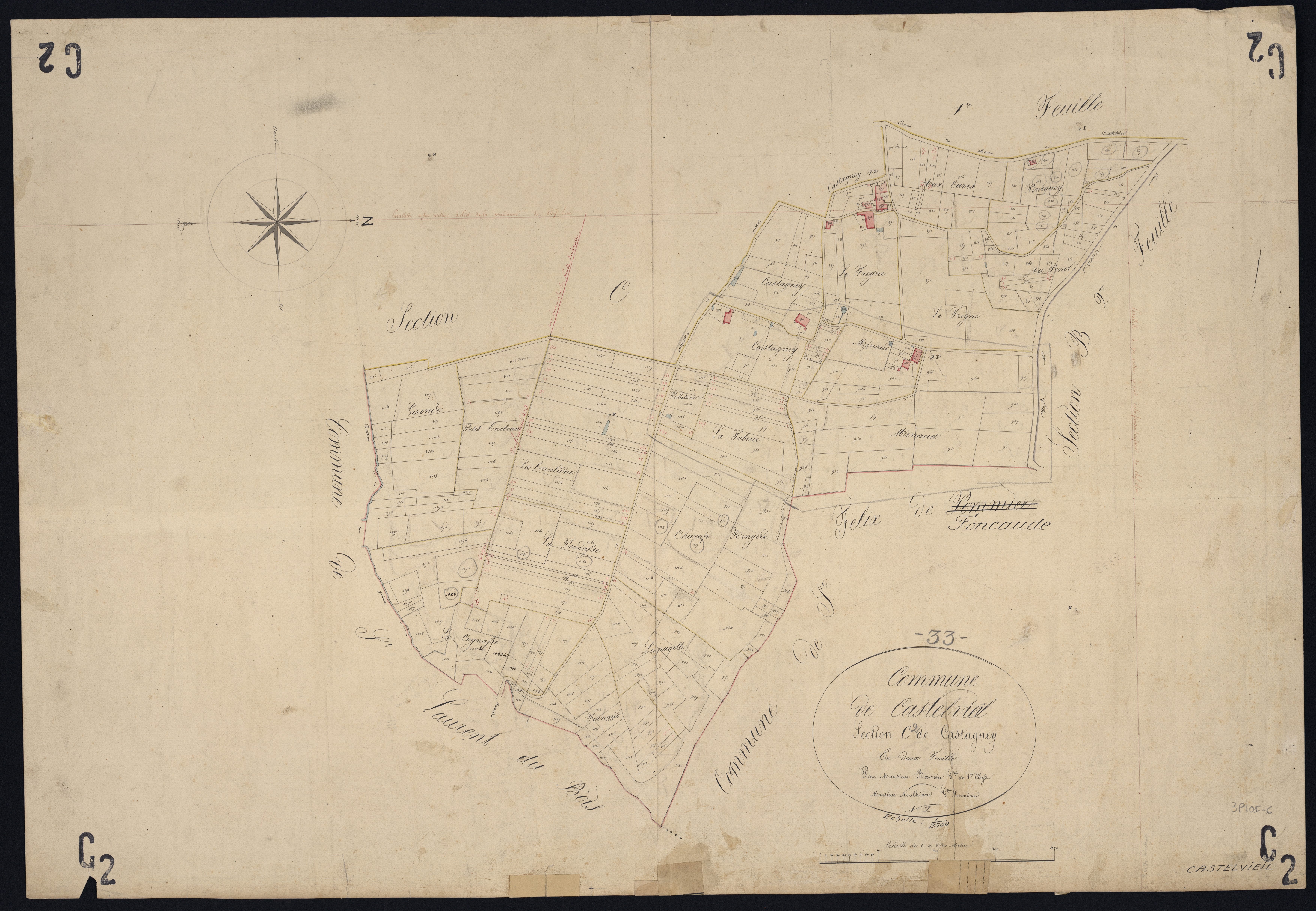 Castelviel - -Section C feuille 2 : Castagney
