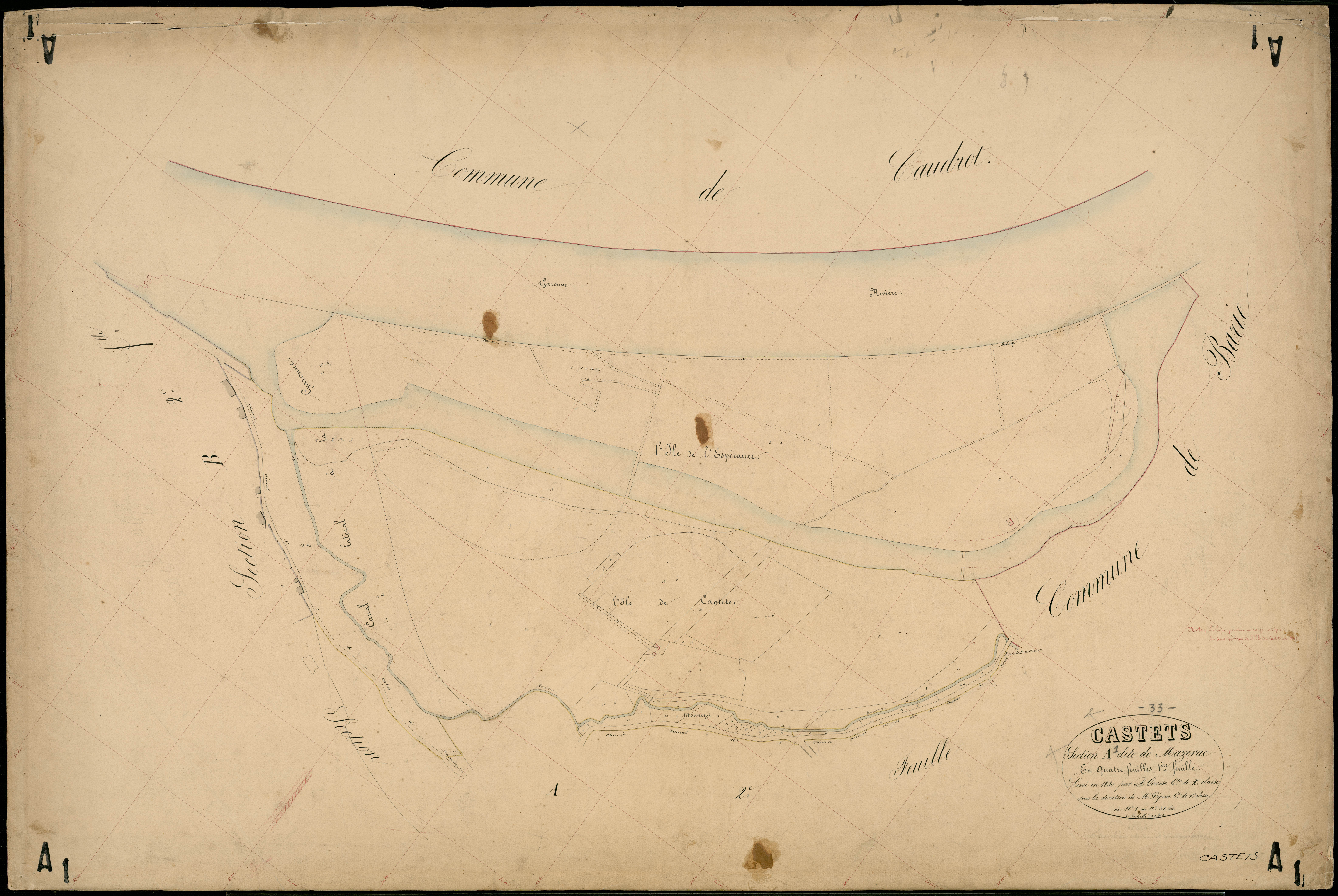 Castets-en-Dorthe - -Section A feuille 1 : Mazerac