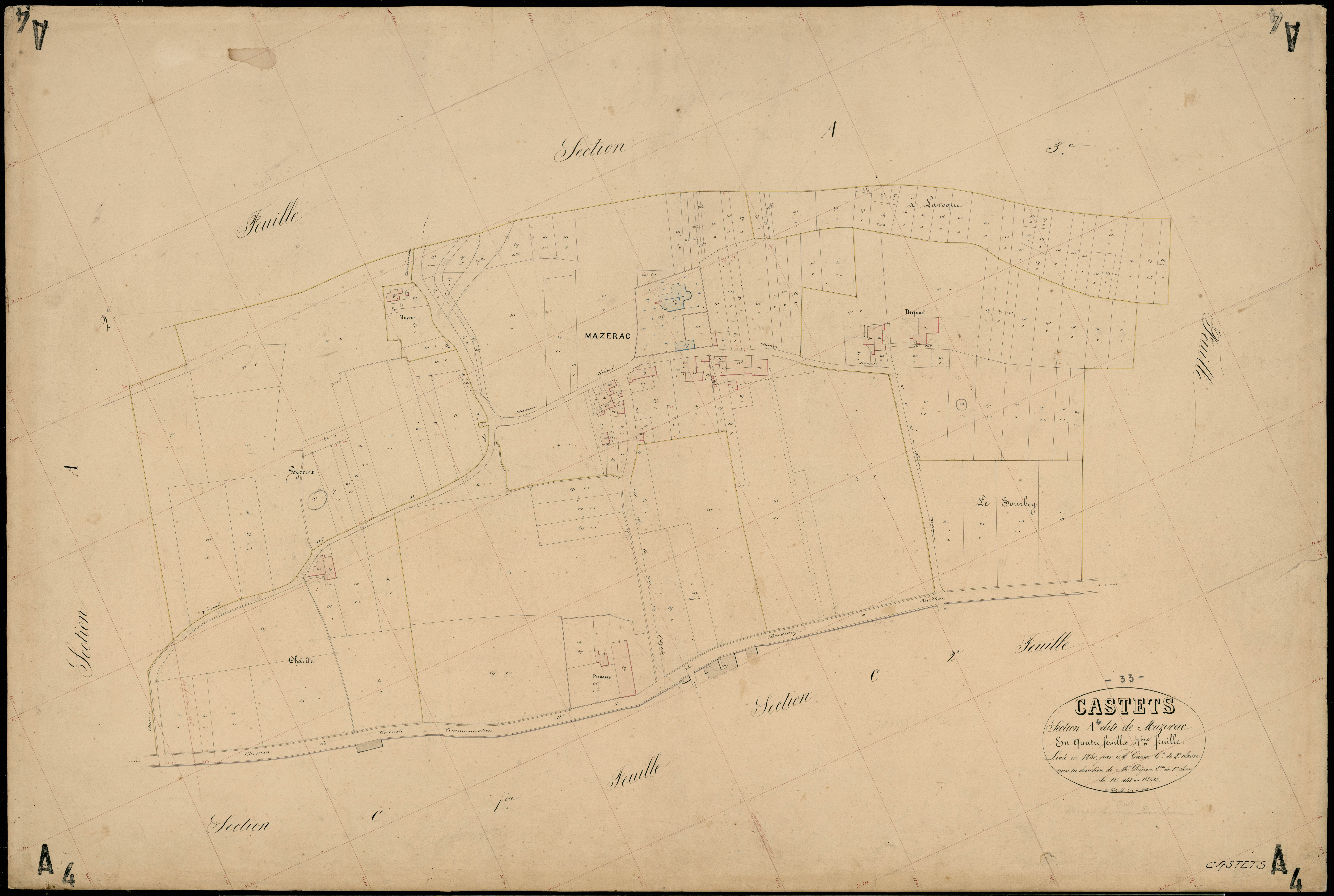 Castets-en-Dorthe - -Section A feuille 4 : Mazerac