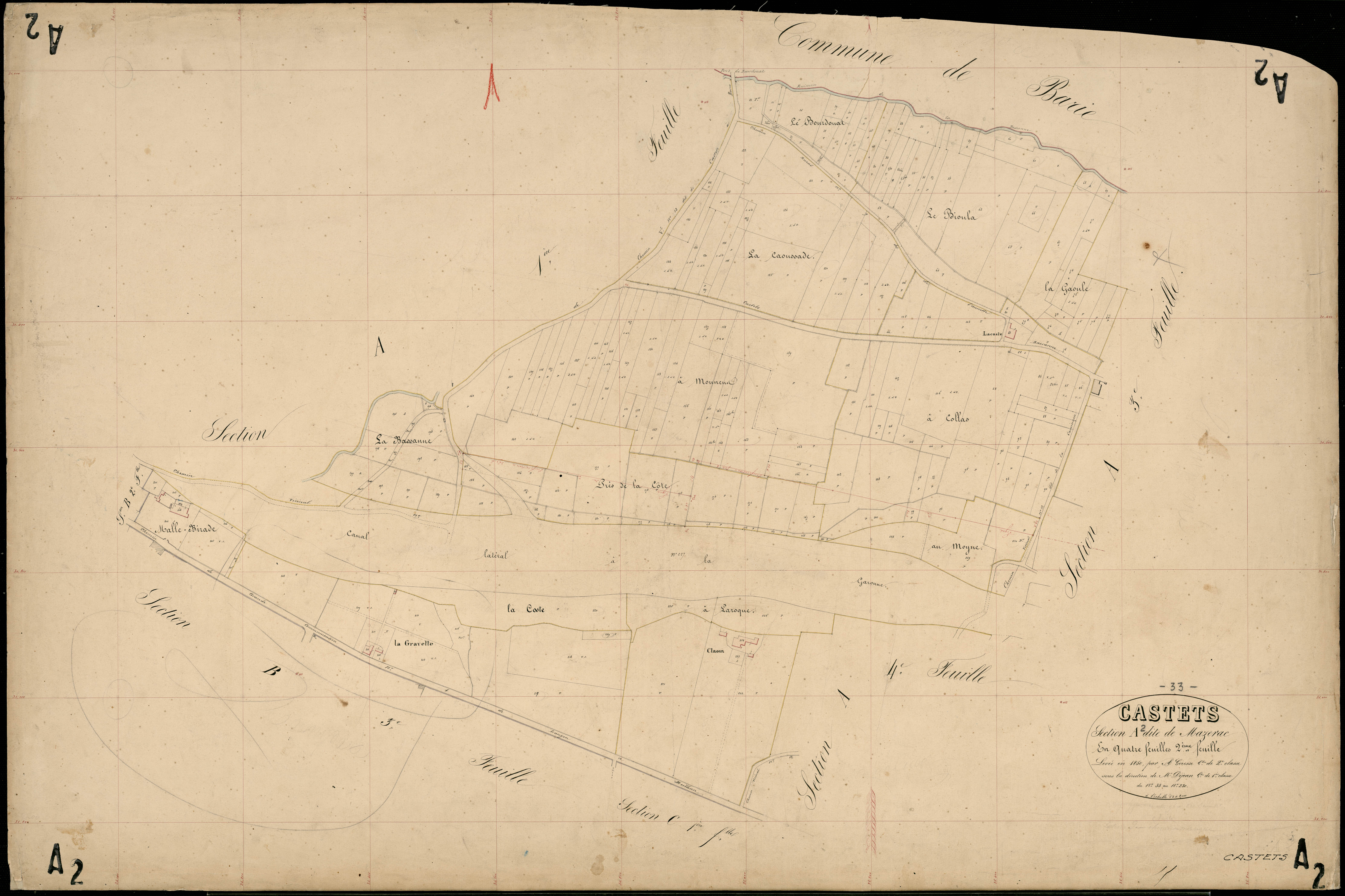 Castets-en-Dorthe - -Section A feuille 2 : Mazerac