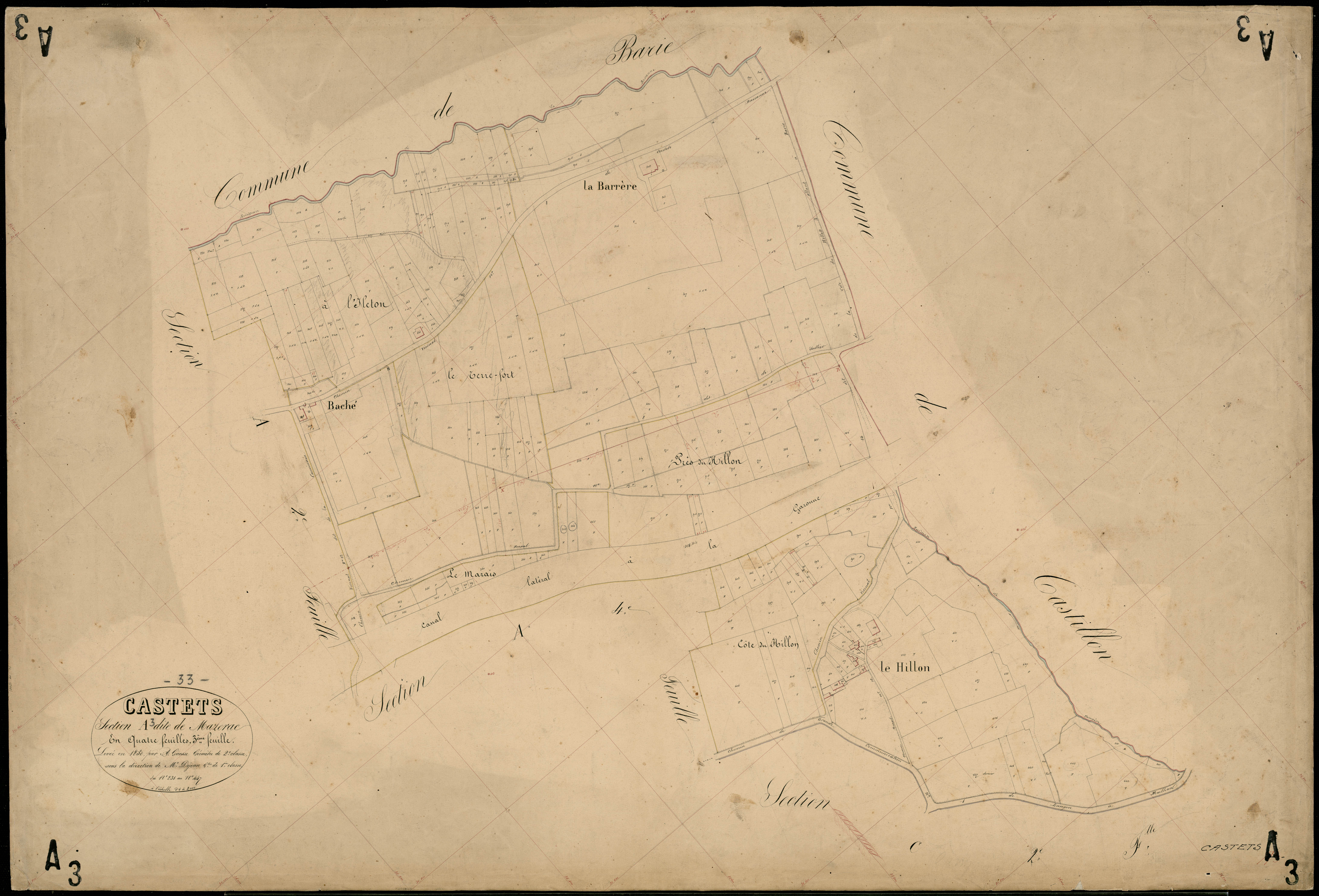 Castets-en-Dorthe - -Section A feuille 3 : Mazerac
