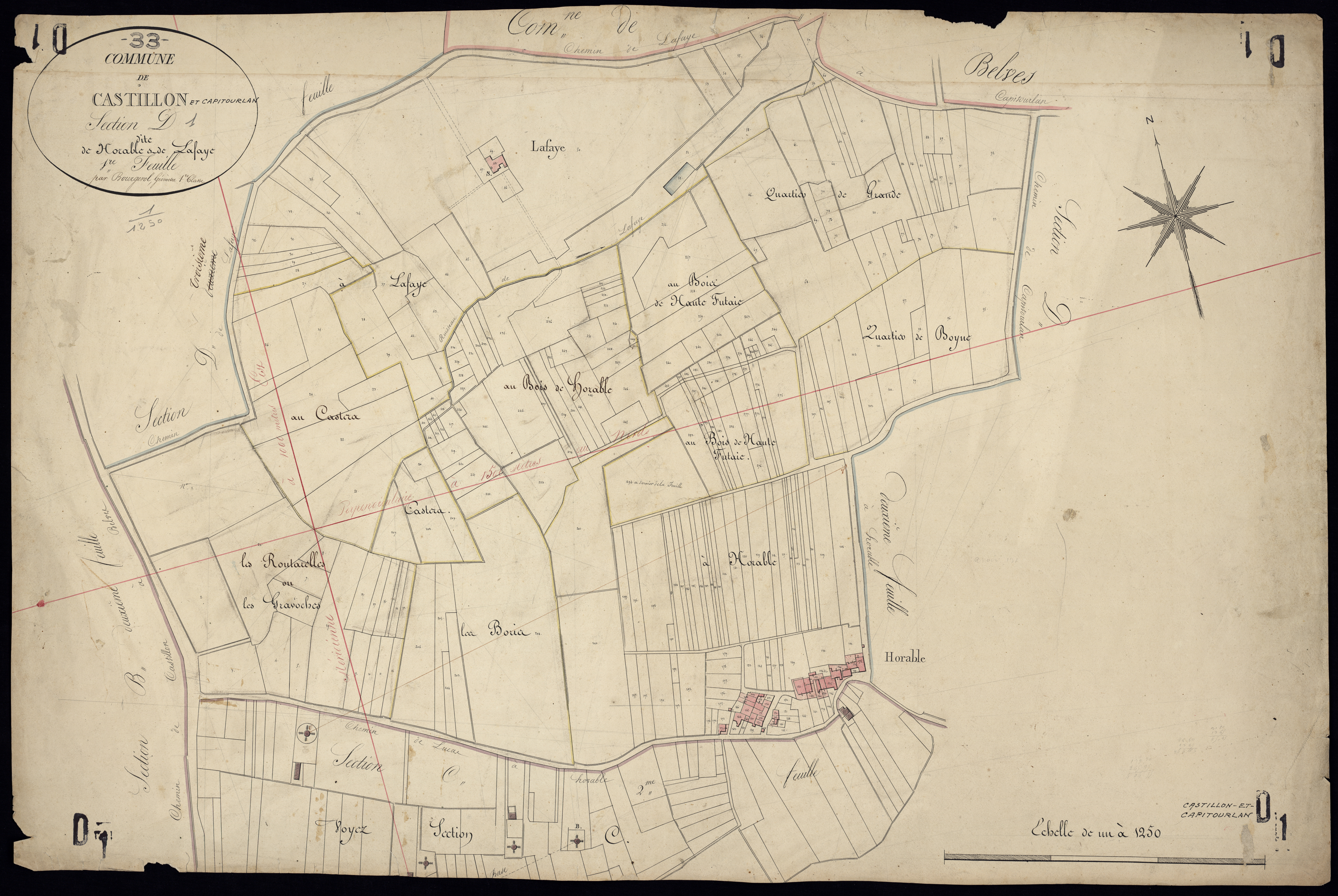 Castillon-la-Bataille - -Section D feuille 1 : Horable et Lafaye